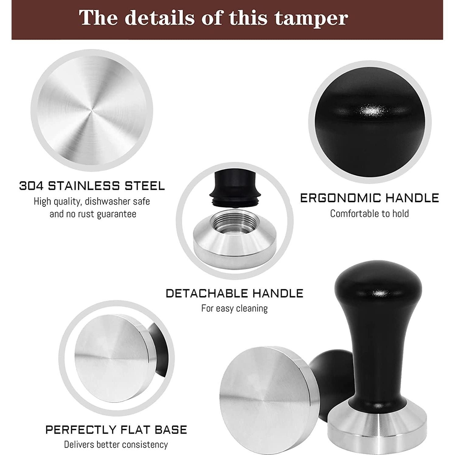 Juego de Prensa de Café Ezebesta 51 mm con Jarra 350 ml y Accesorios