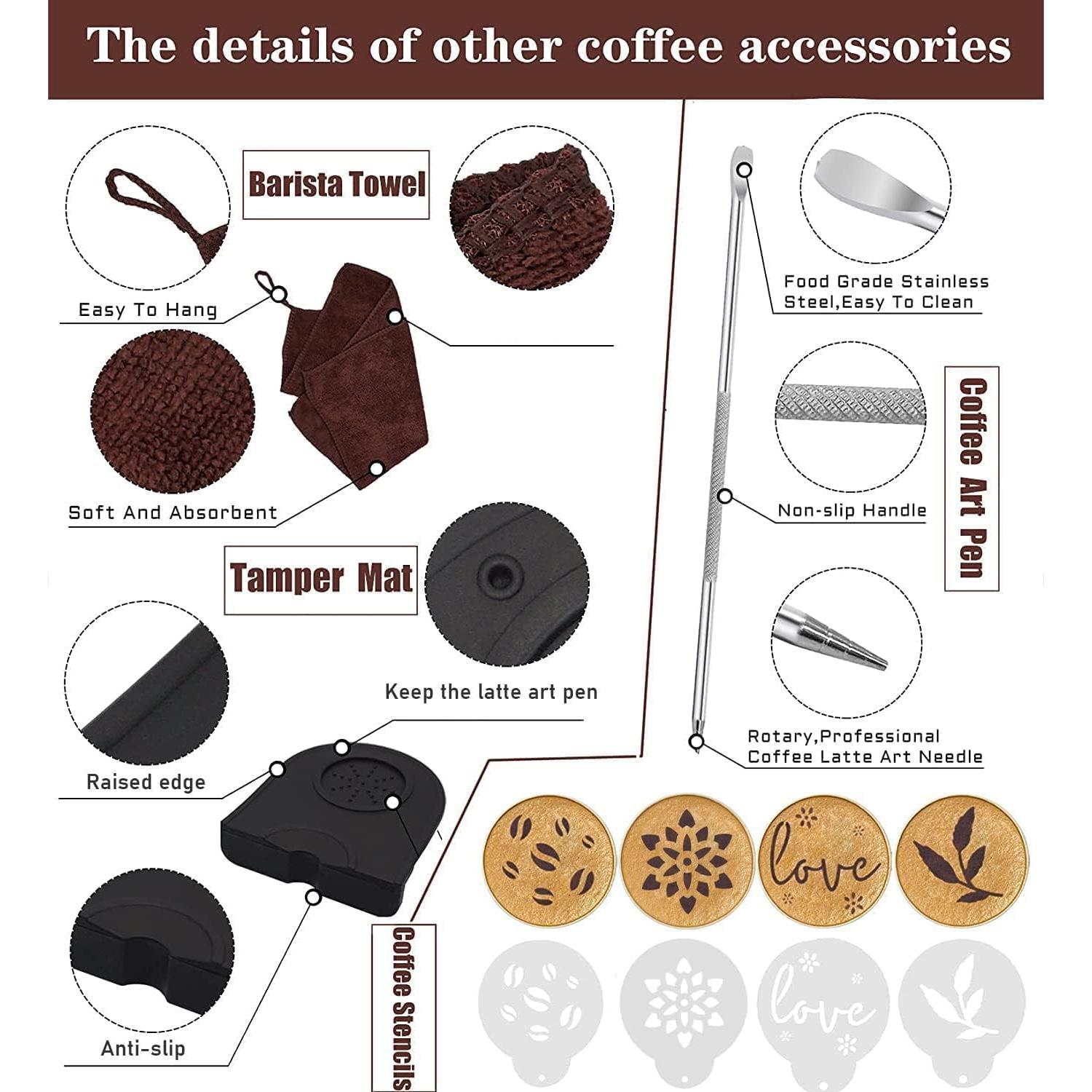 Juego de Prensa de Café Ezebesta 51 mm con Jarra 350 ml y Accesorios