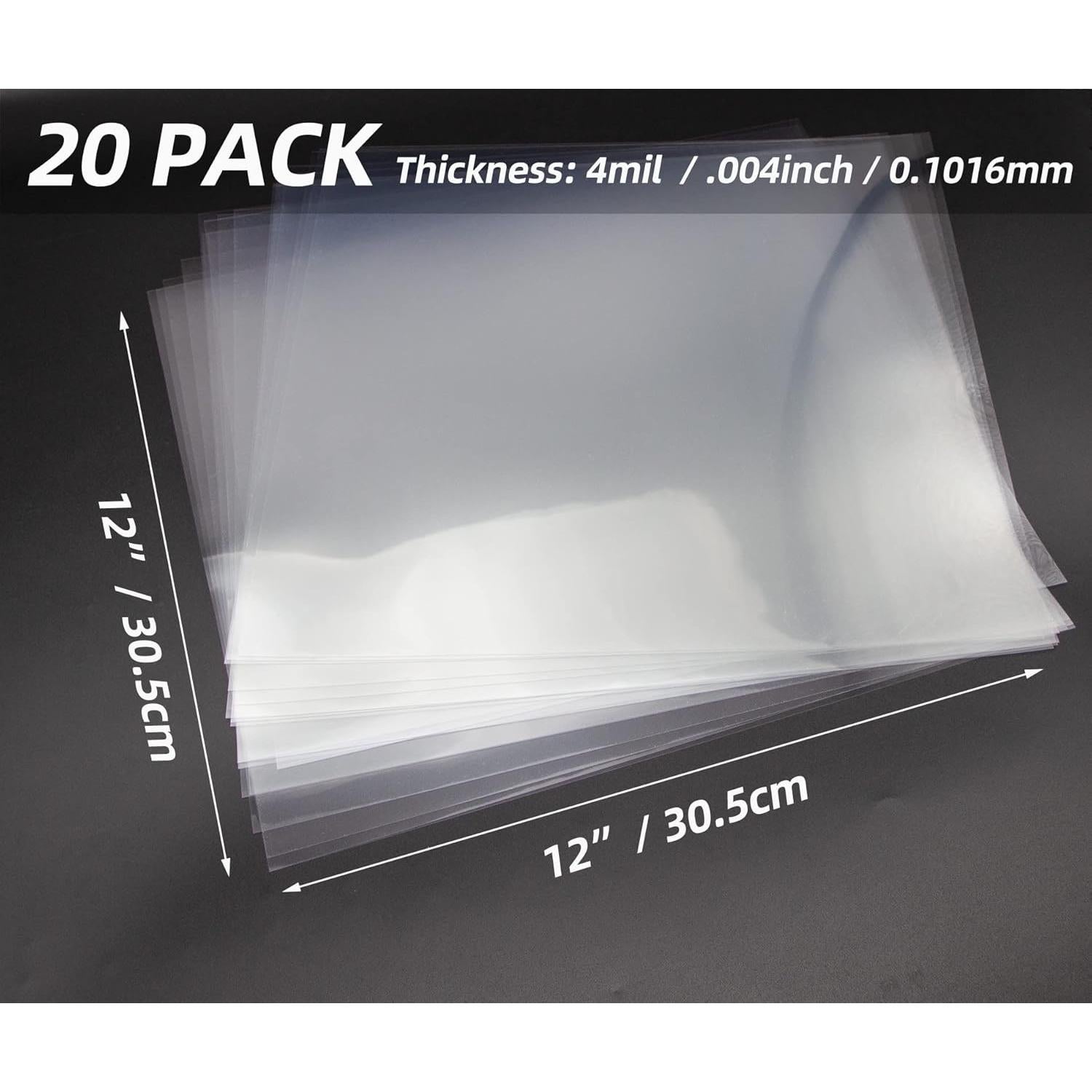20PCS 4 Mil Blank Mylar Stencil Sheets, 12 X 12 Inch Clear Plastic Sheets for Cricut Crafts and Cutting Machine