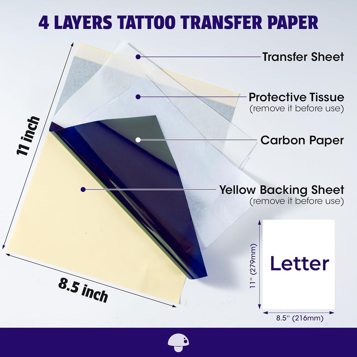 Papel de Transferencia de Tatuaje Phomemo 100 Hojas 216x279mm