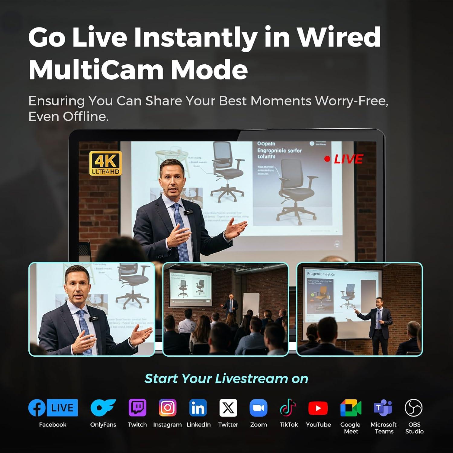 Cámara de Streaming NearStream VM20 4K Zoom 40X Micrófonos 8