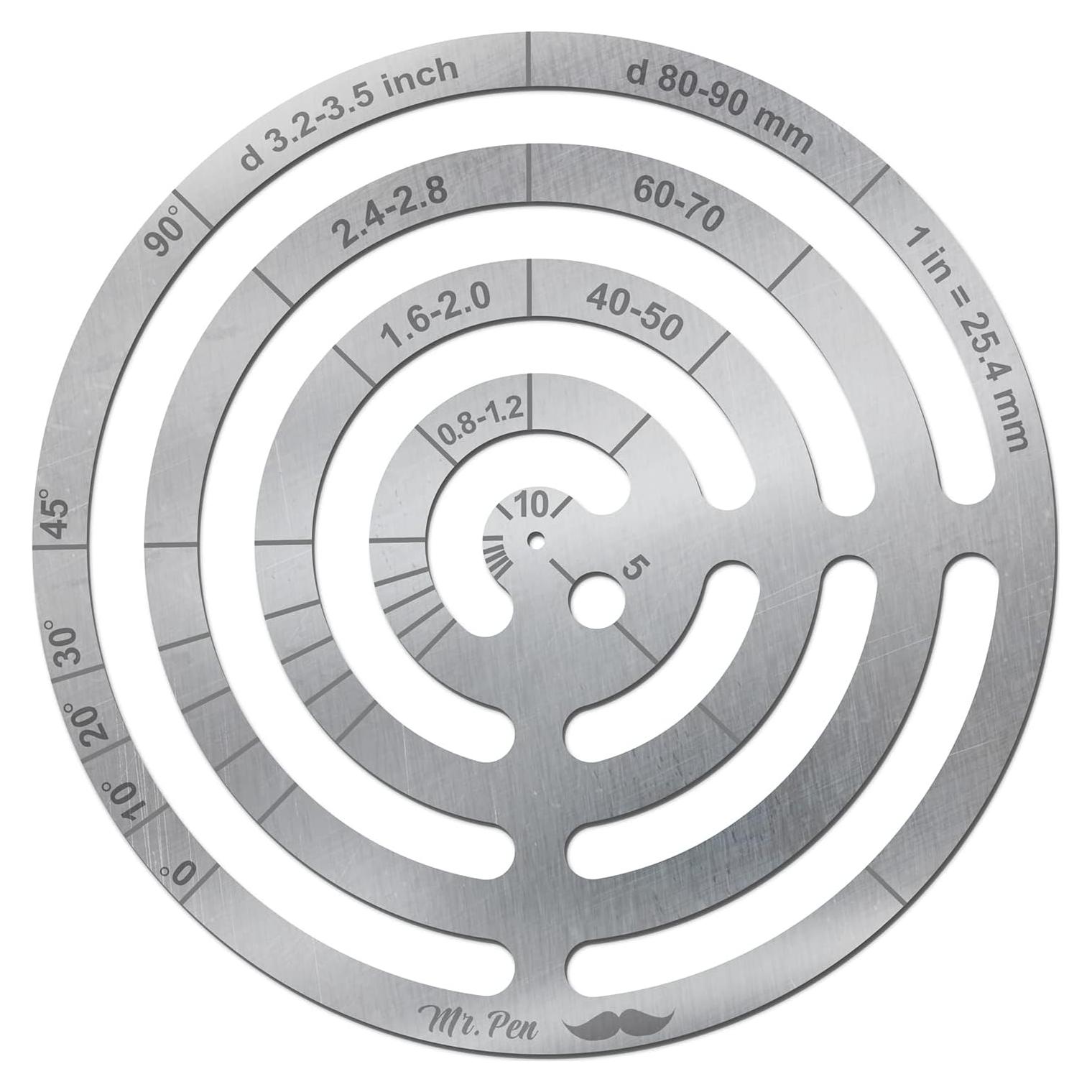 Regla Francesa de Acero Inoxidable Mr. Pen 8.9 cm con Plantillas