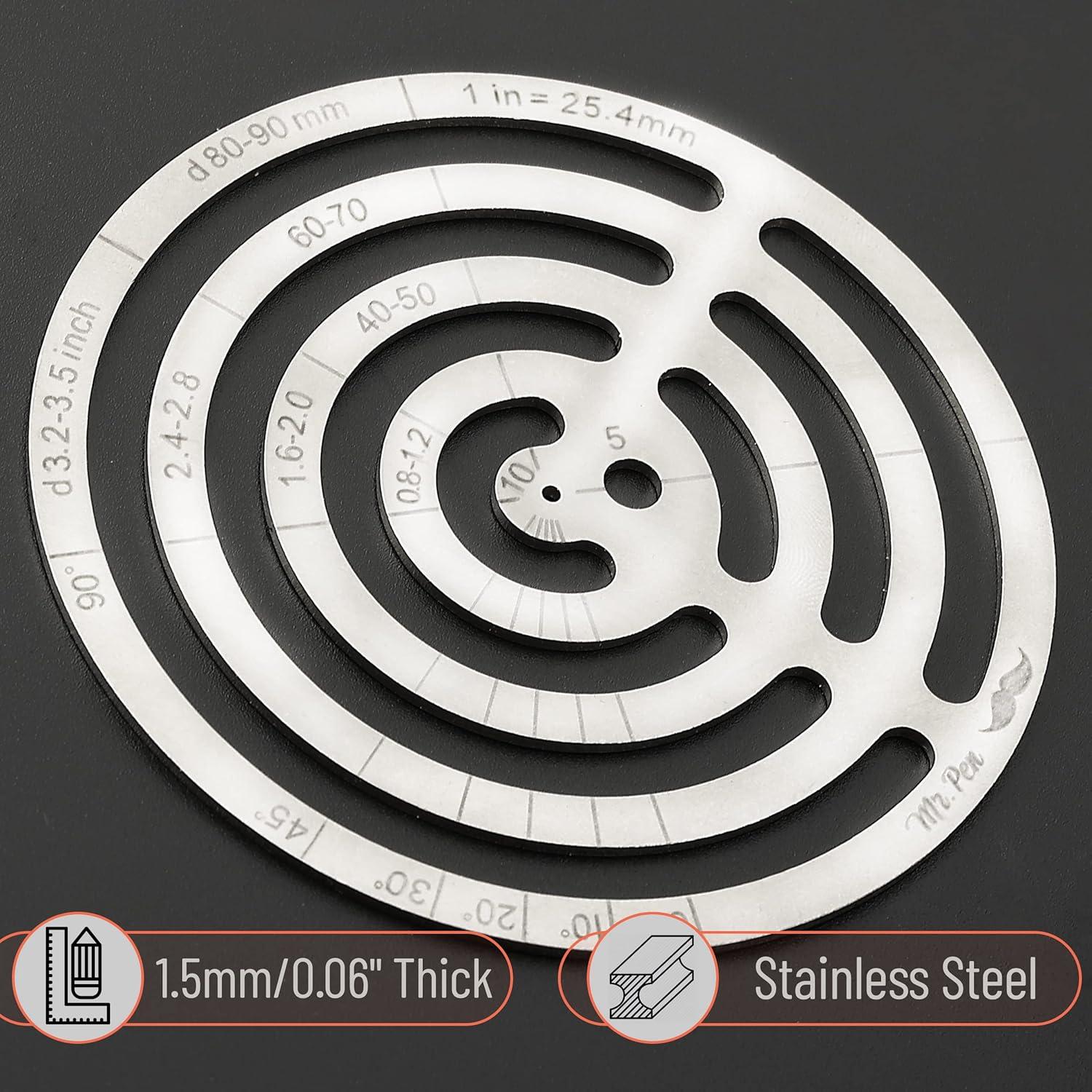 Regla Francesa de Acero Inoxidable Mr. Pen 8.9 cm con Plantillas