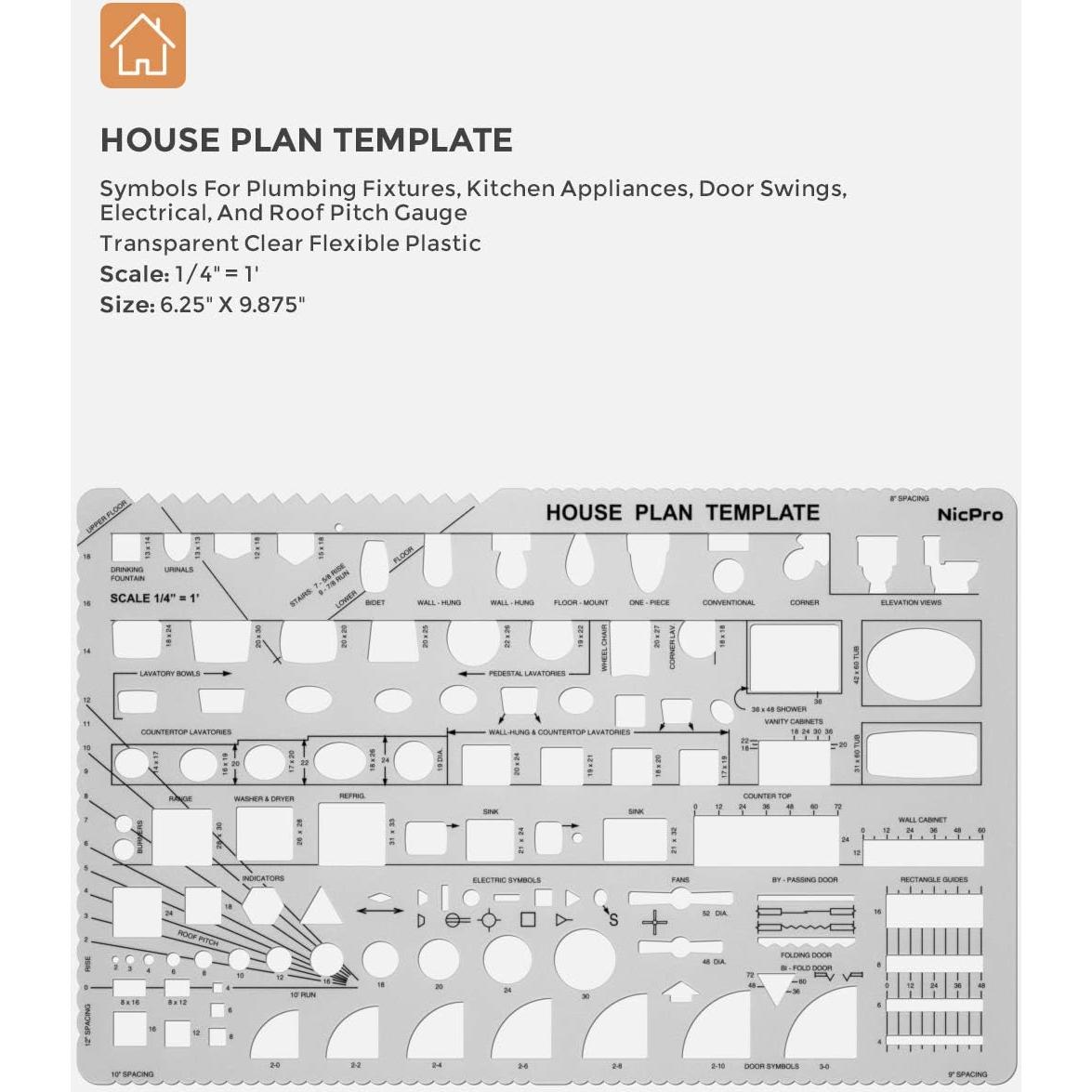 Plantillas de Dibujo Arquitectónico Nicpro 3 PCS Geometría