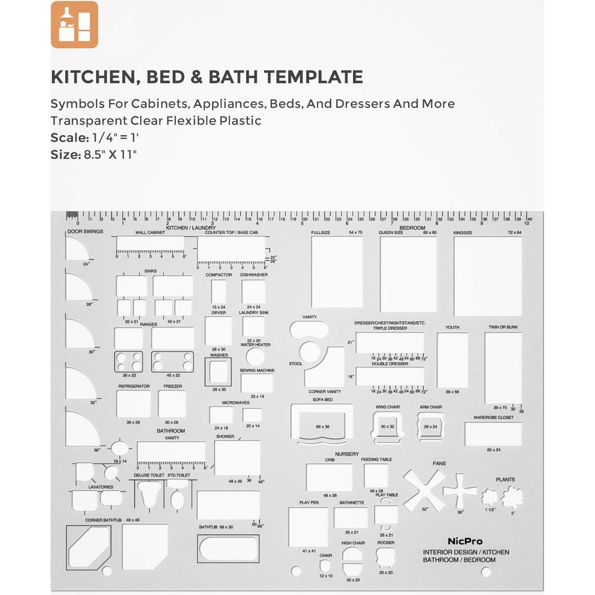 Plantillas de Dibujo Arquitectónico Nicpro 3 PCS Geometría