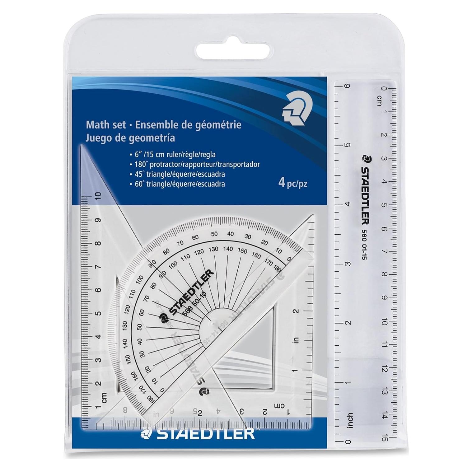 Set de Matemáticas Staedtler 4 Piezas - Juego de Geometría