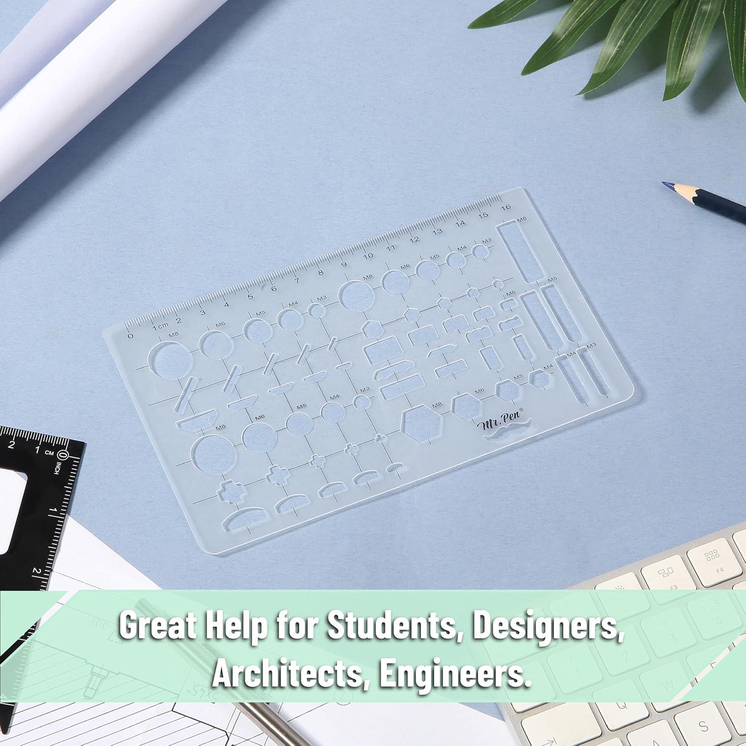 Plantilla de Dibujo Geométrico Mr. Pen - Plástico Transparente