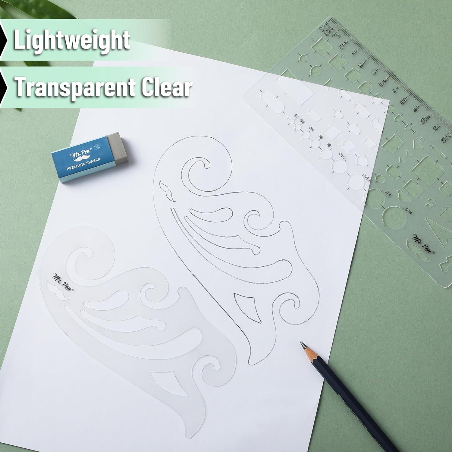 Plantillas de Dibujo Geométrico Mr. Pen 2 Piezas Plástico