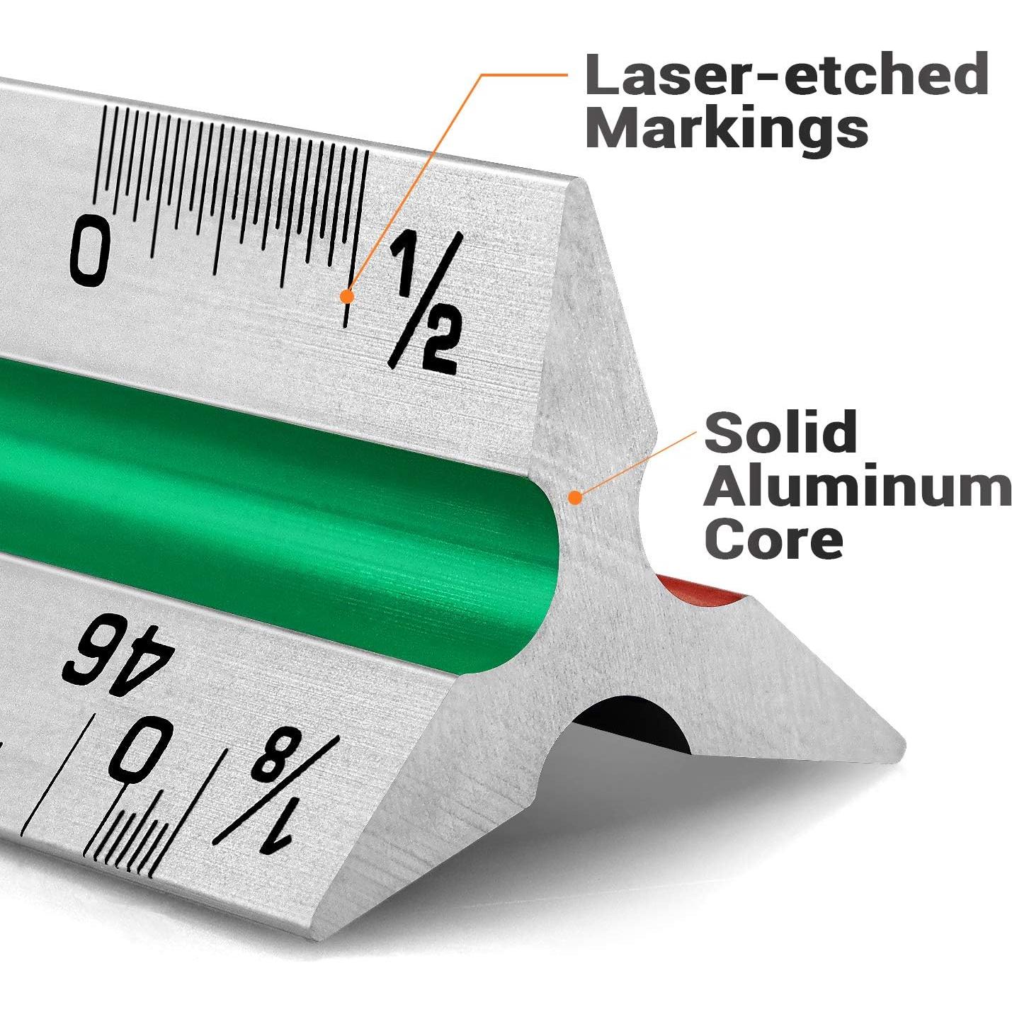 Regla Triangular de Aluminio Hutou 30.48 cm Escalas Codificadas