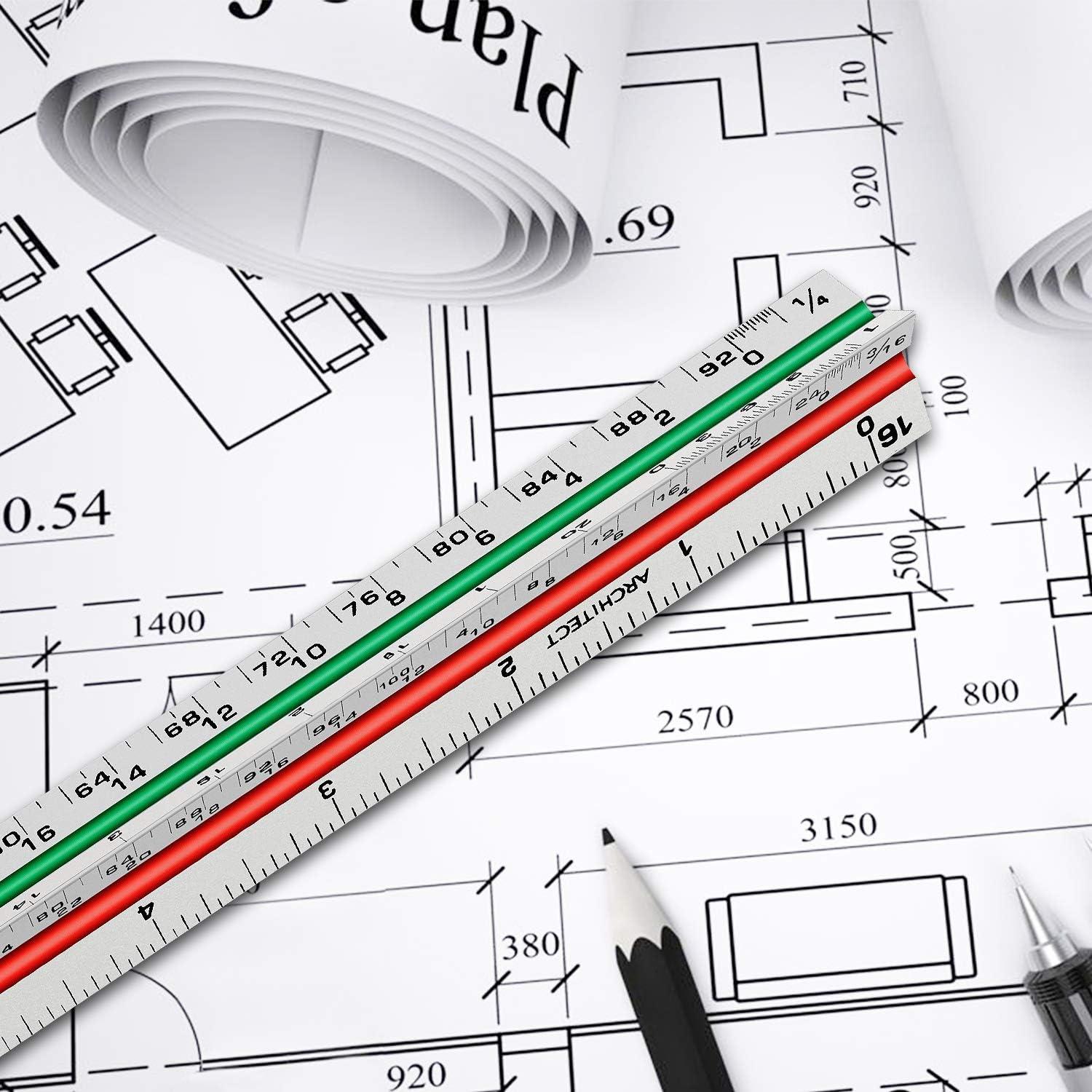 Regla Triangular de Aluminio Hutou 30.48 cm Escalas Codificadas