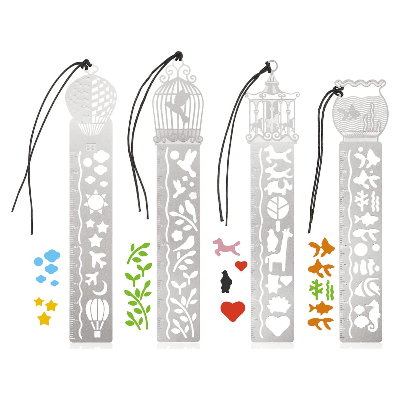 4 Piezas Marcador de Plantilla de Acero Inoxidable Ruksifg 14x2.5cm