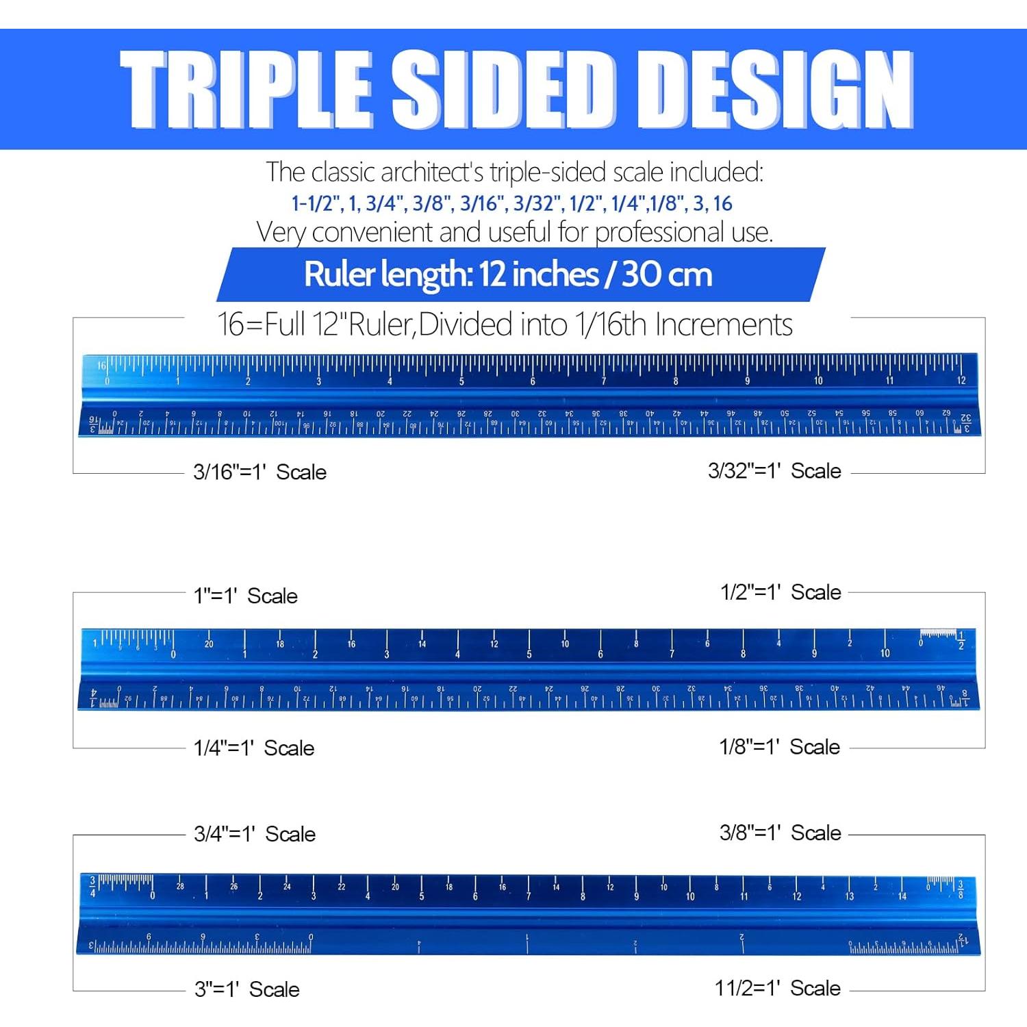Regla Triangular de Aluminio 30.48 cm DSUWAZU Azul