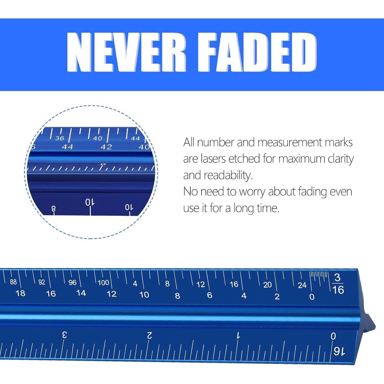 Regla Triangular de Aluminio 30.48 cm DSUWAZU Azul