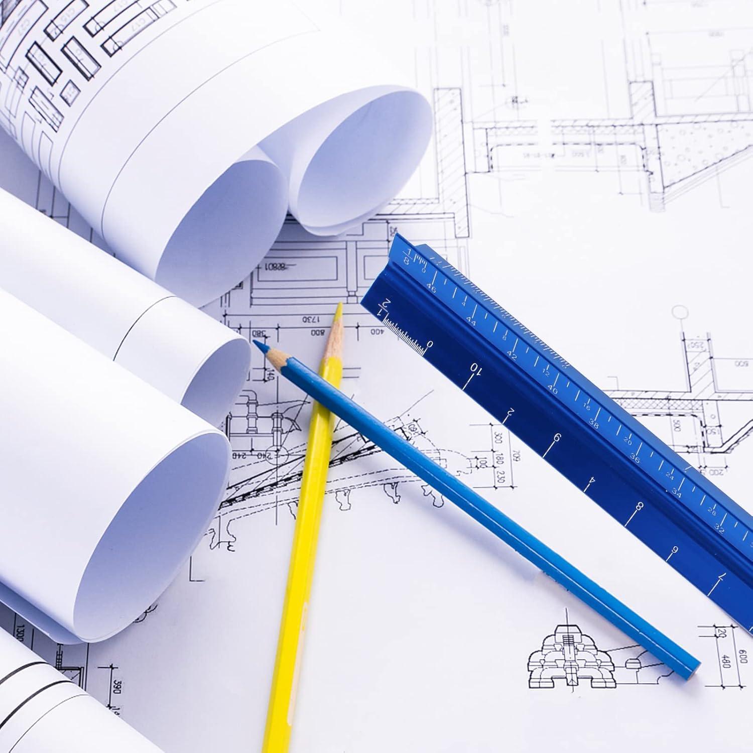 Regla Triangular de Aluminio 30.48 cm DSUWAZU Azul