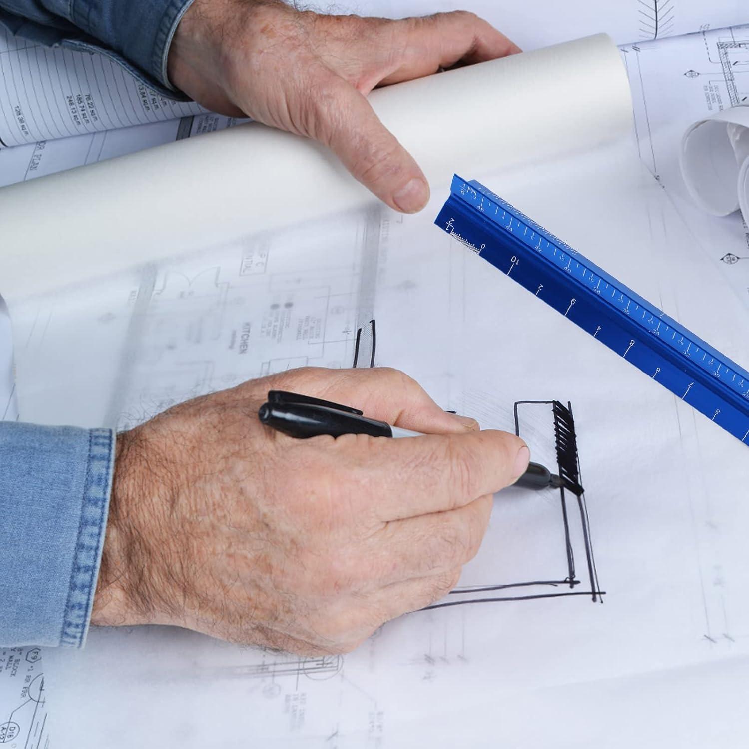 Regla Triangular de Aluminio 30.48 cm DSUWAZU Azul