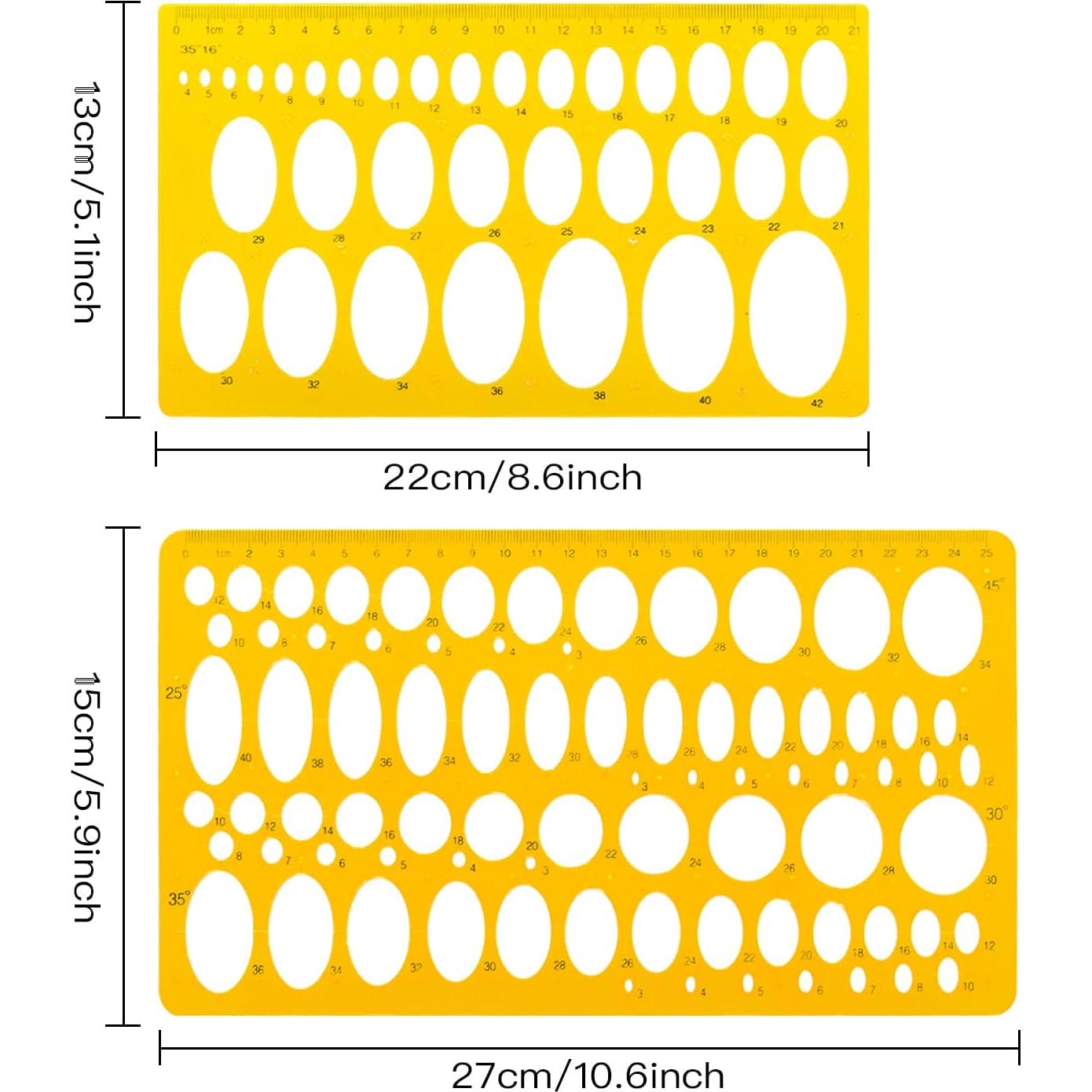 Plantilla de Regla Geométrica Rocutus 2 Piezas Plástico Amarillo