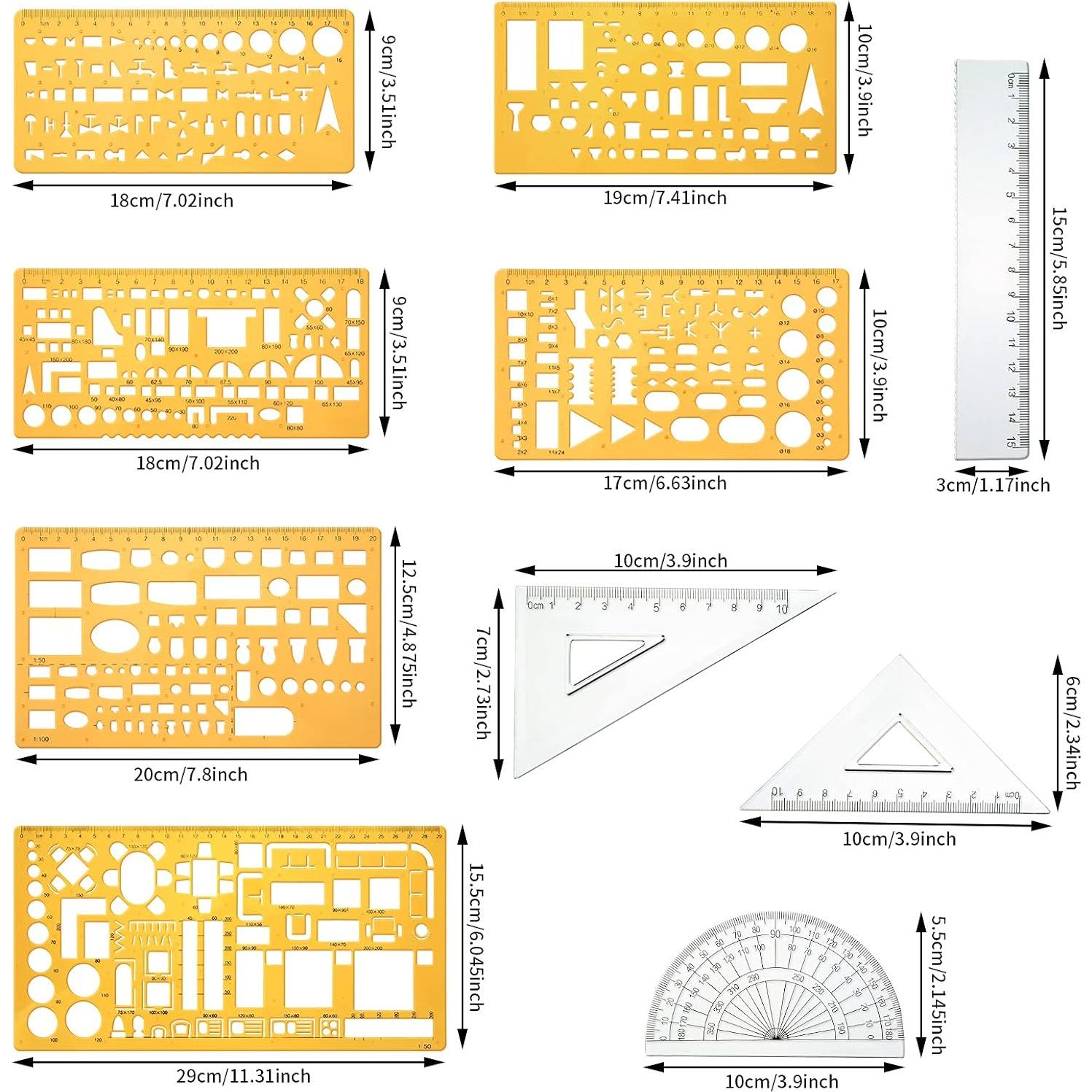 Kit de Plantillas Geométricas Zonon 10 Pcs 30.48 cm