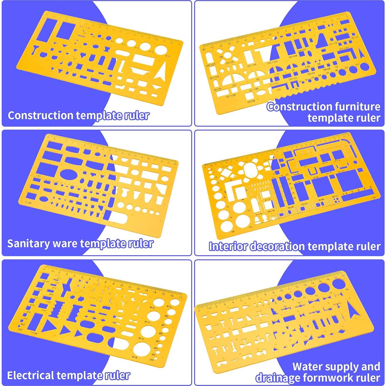 Kit de Plantillas Geométricas Zonon 10 Pcs 30.48 cm