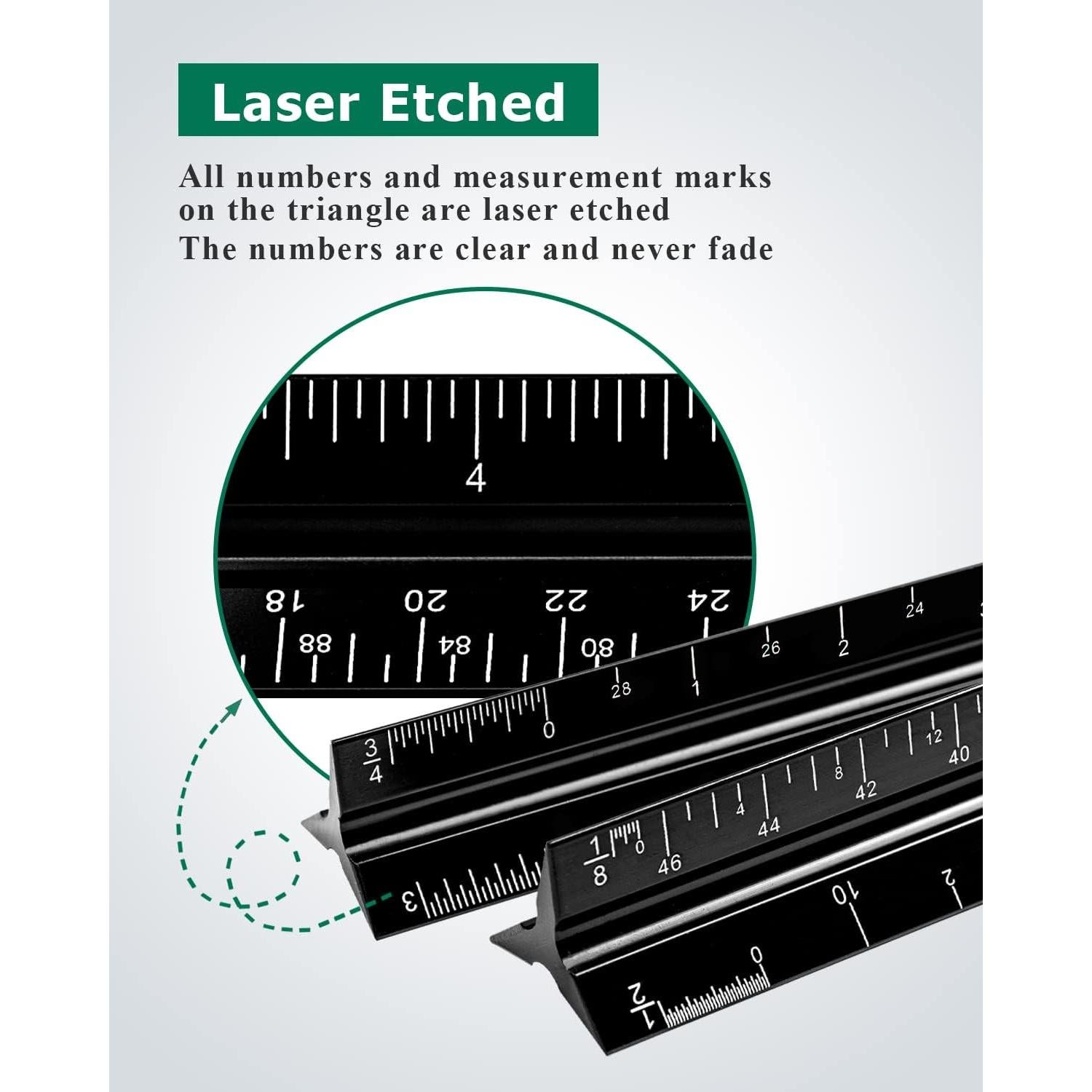 Regla de Escala Triangular Gwybkq 3 Paquetes Aluminio 30.48 cm