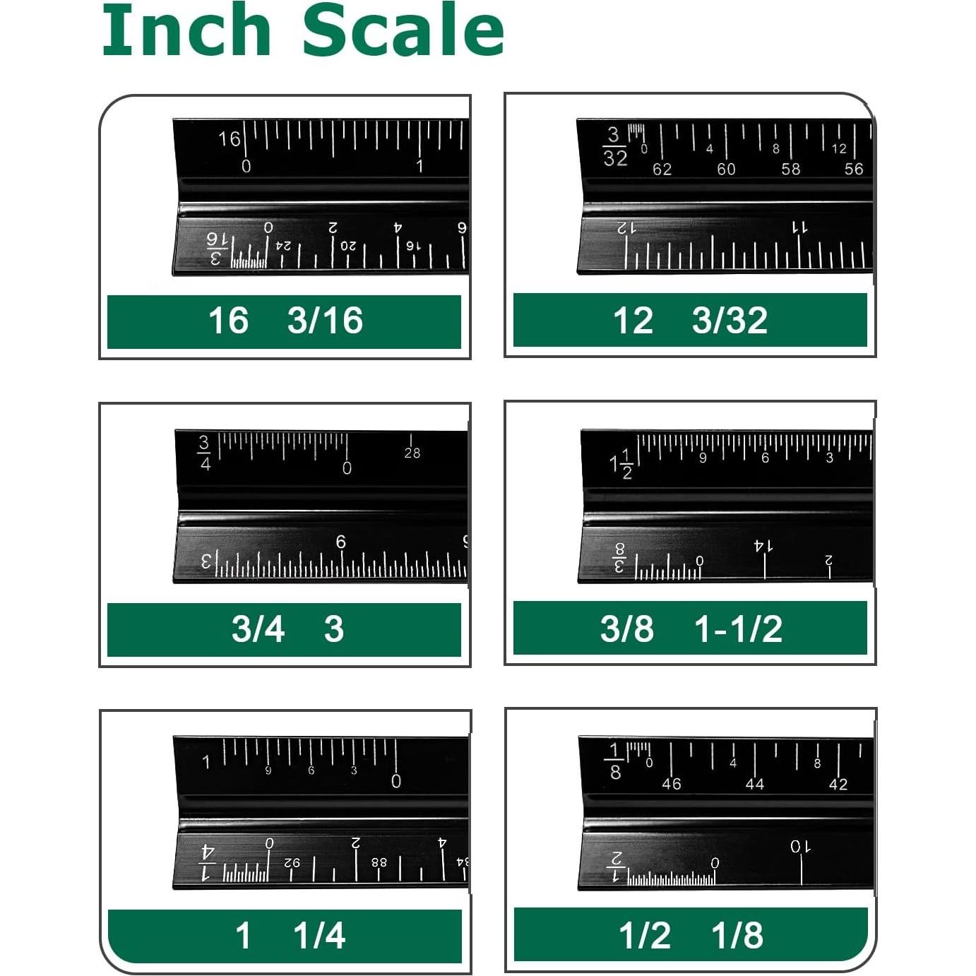 Regla de Escala Triangular Gwybkq 3 Paquetes Aluminio 30.48 cm