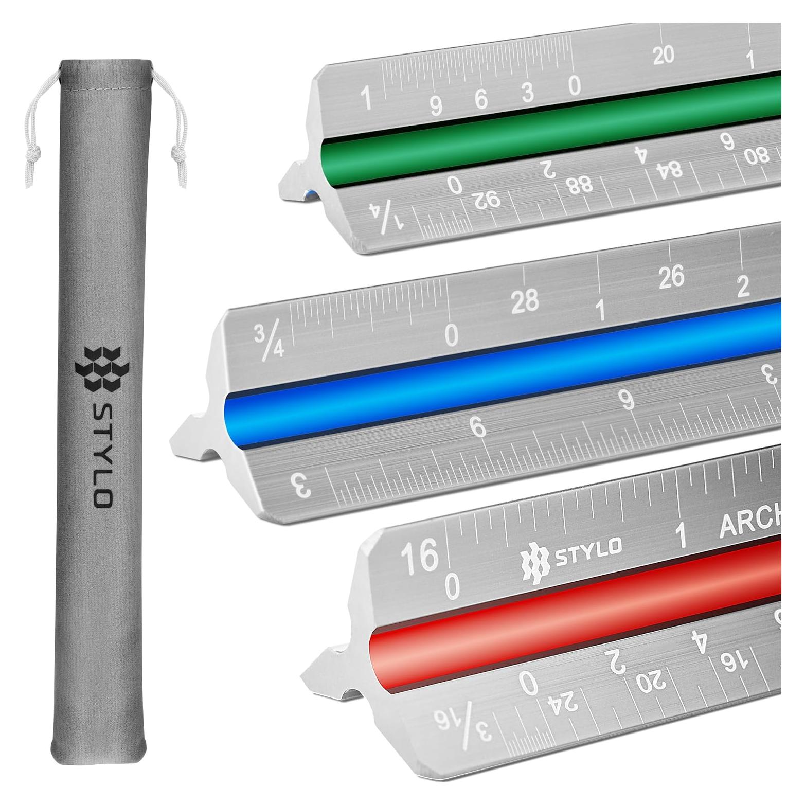 Regla de Escala Arquitectónica Stylo 30 cm Aluminio Gris