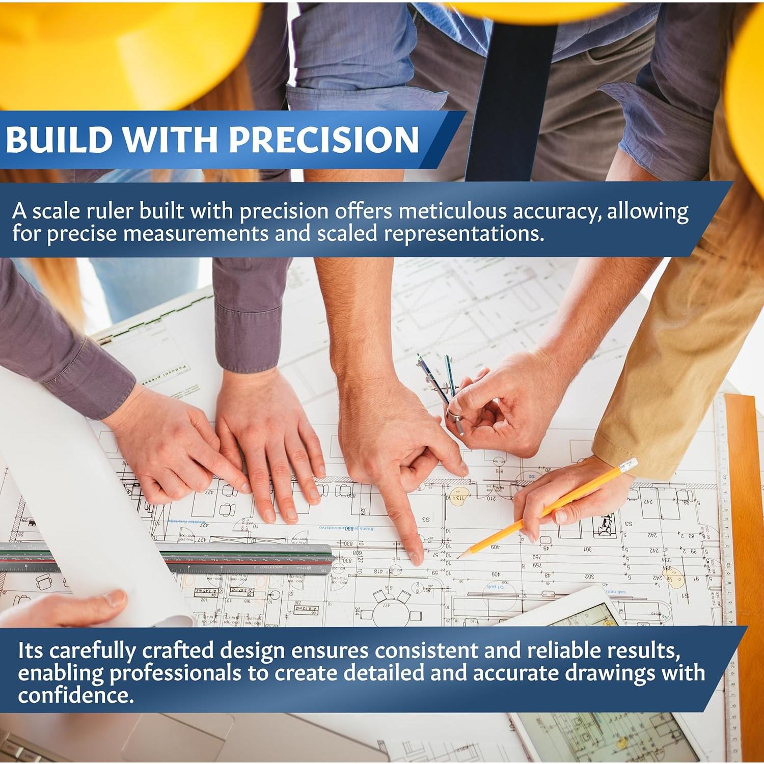 Regla de Escala Arquitectónica Stylo 30 cm Aluminio Gris