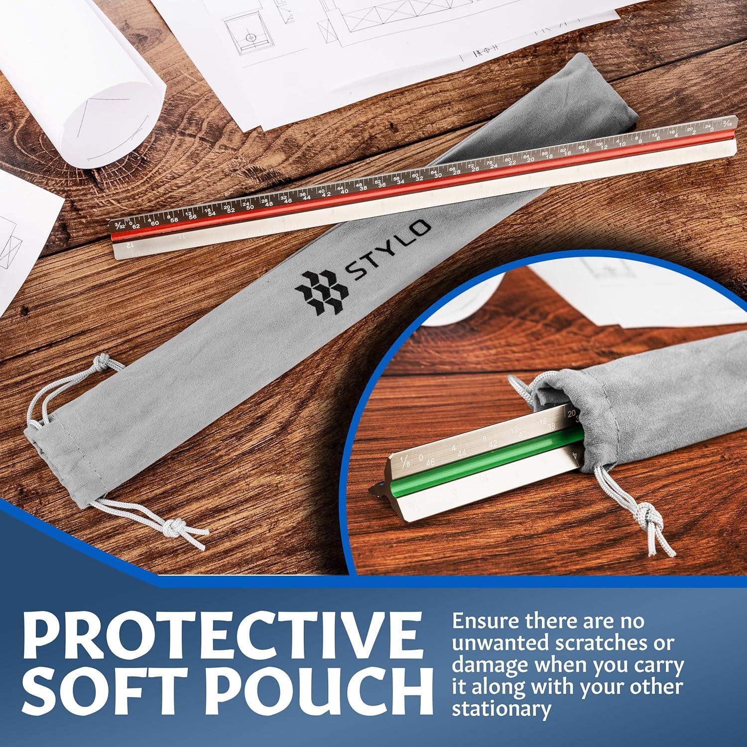 Regla de Escala Arquitectónica Stylo 30 cm Aluminio Gris