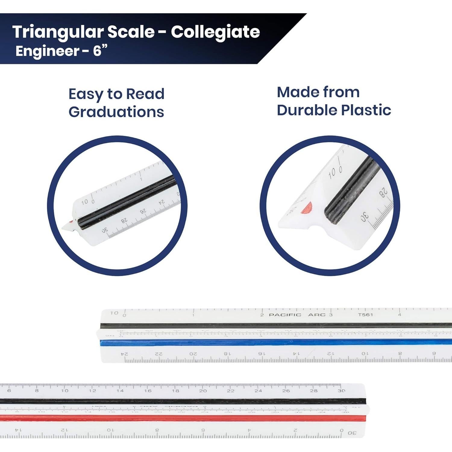 Regla de Escala Triangular Pacific Arc 15.24 cm para Dibujo