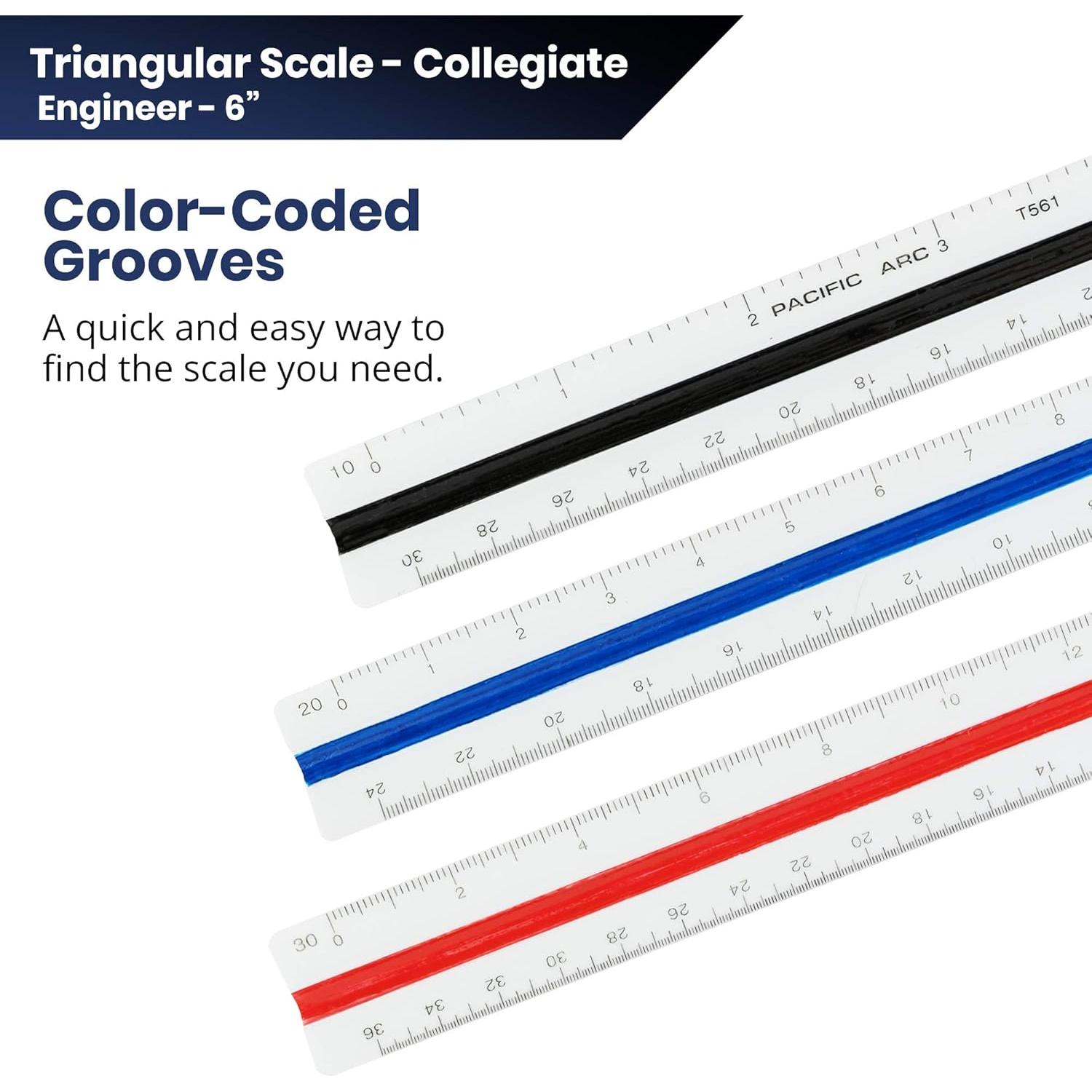Regla de Escala Triangular Pacific Arc 15.24 cm para Dibujo