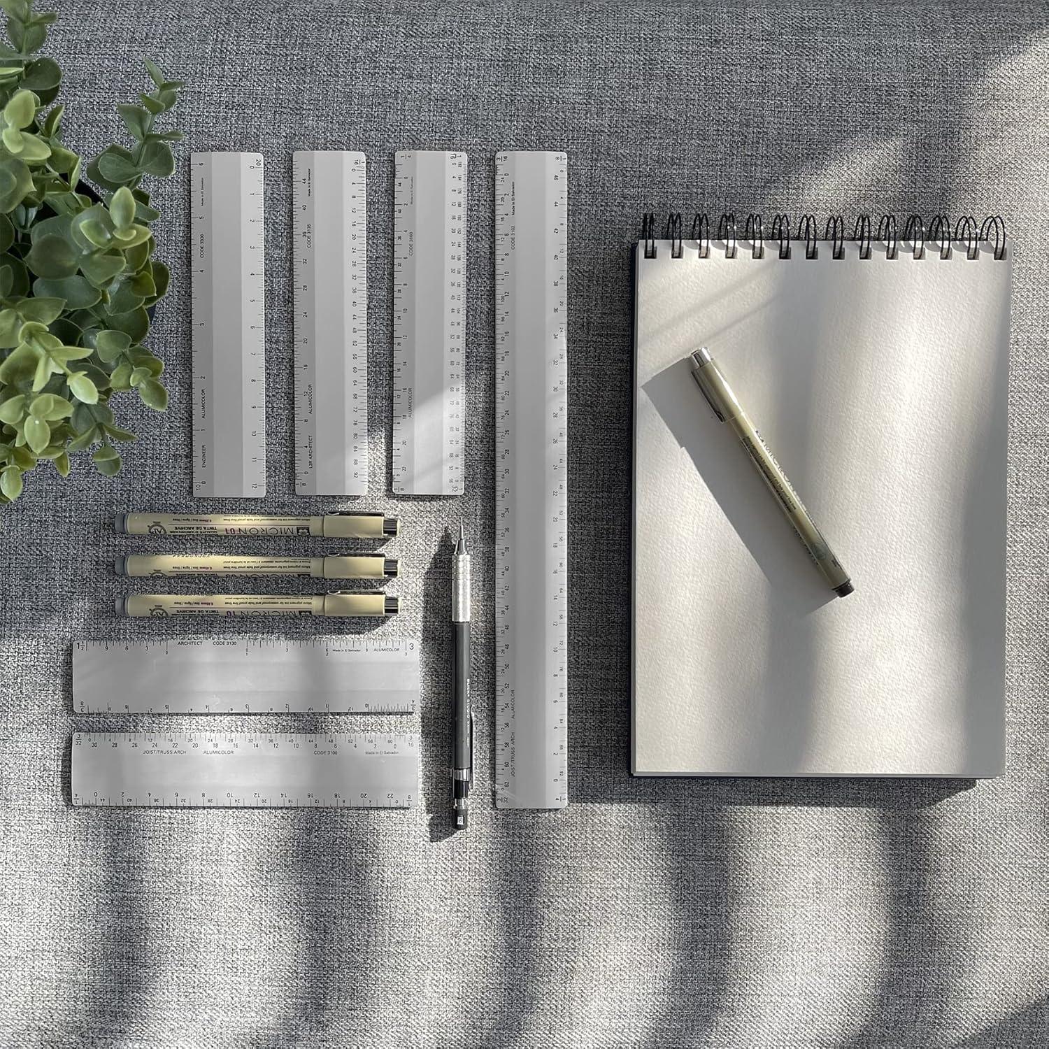 Regla de arquitecto Alumicolor 30 cm con 4 biseles y calibraciones