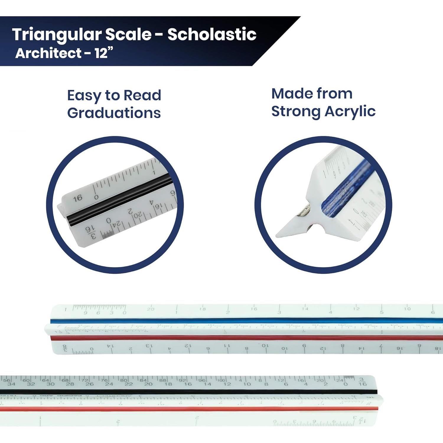 Regla Triangular 30 cm Pacific Arc con Escalas Métricas