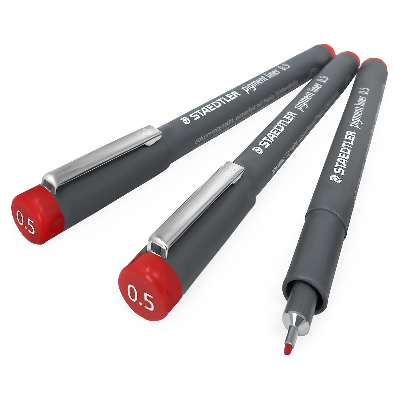Marcadores Staedtler 308 Pigment Liner 0.5mm Rojo - 3 Unidades