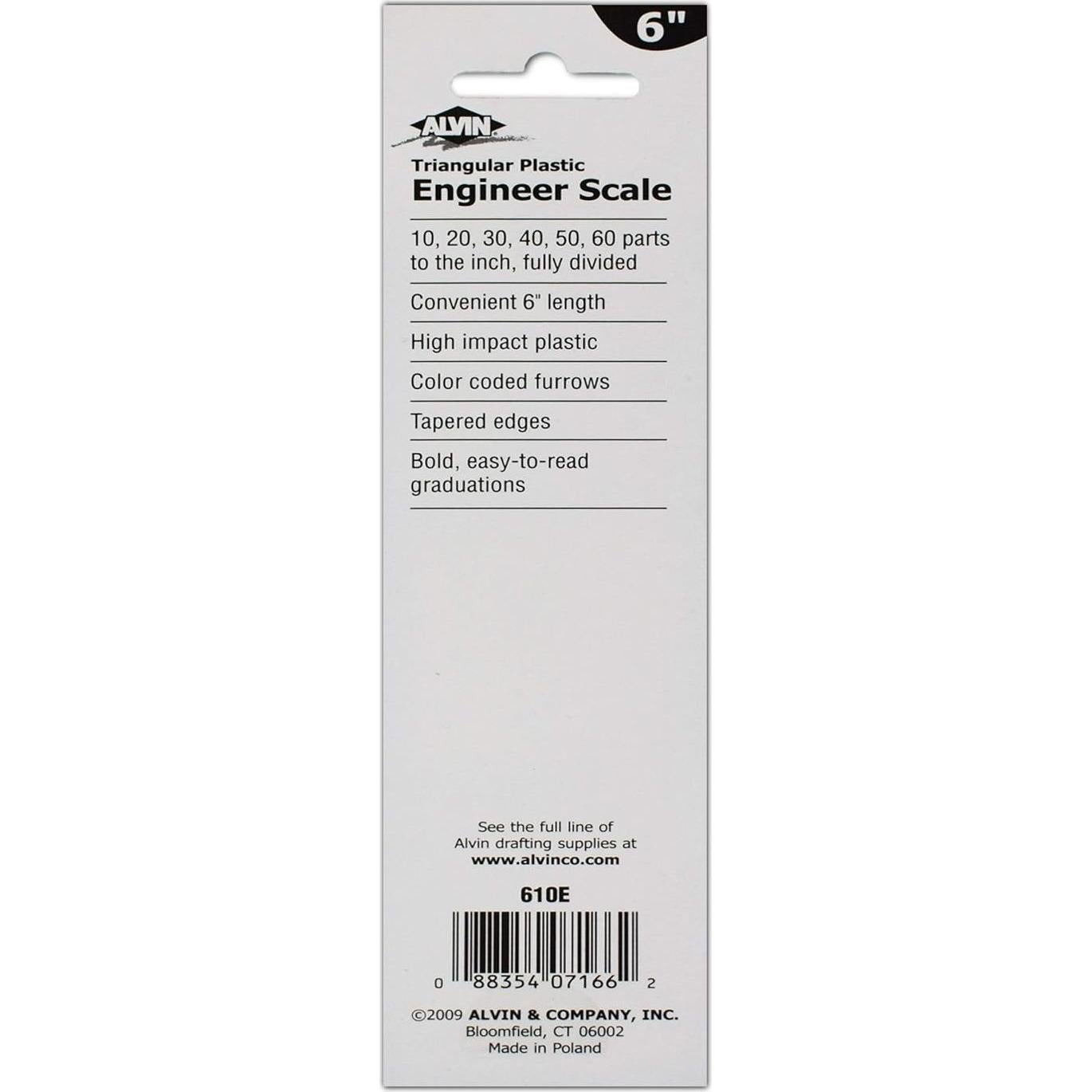 Regla Triangular Métrica ALVIN 610E 15.24 cm para Ingenieros