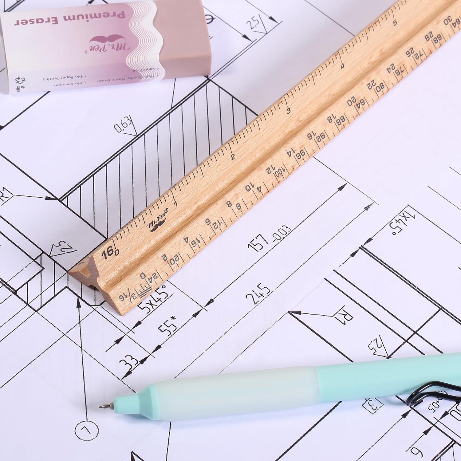 Regla de Escala Arquitectónica Mr. Pen 30.48 cm - Paquete de 2