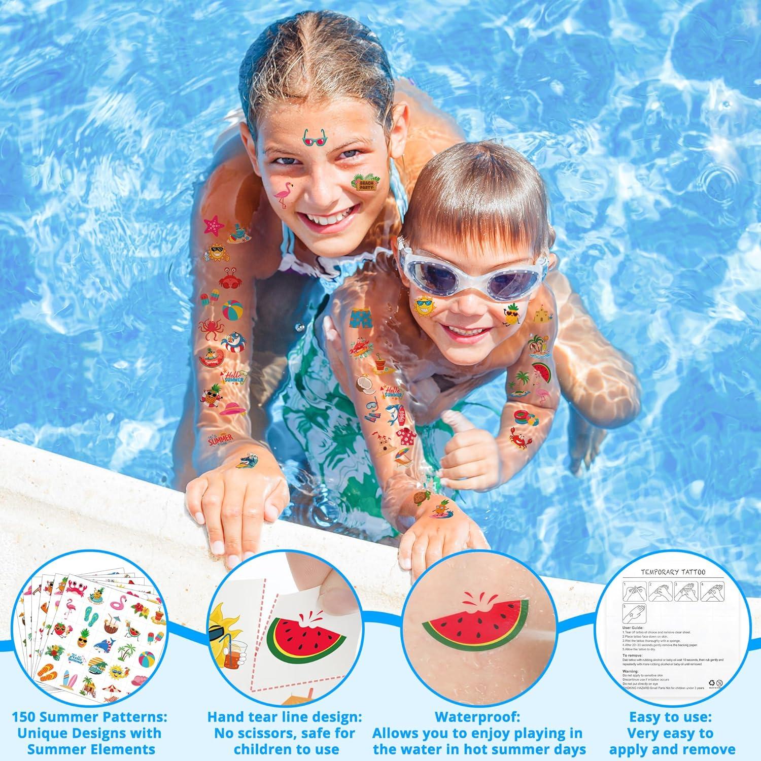 Tatuajes Temporales de Verano Huskein 150 Pcs 6 Hojas