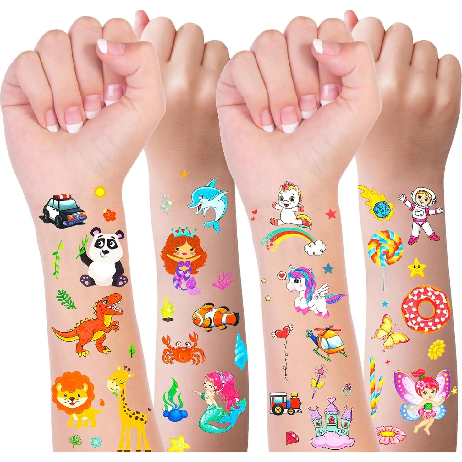 Set de 300+ Tatuajes Temporales para Niños Habett - Animales, Espacio, Dinosaurios