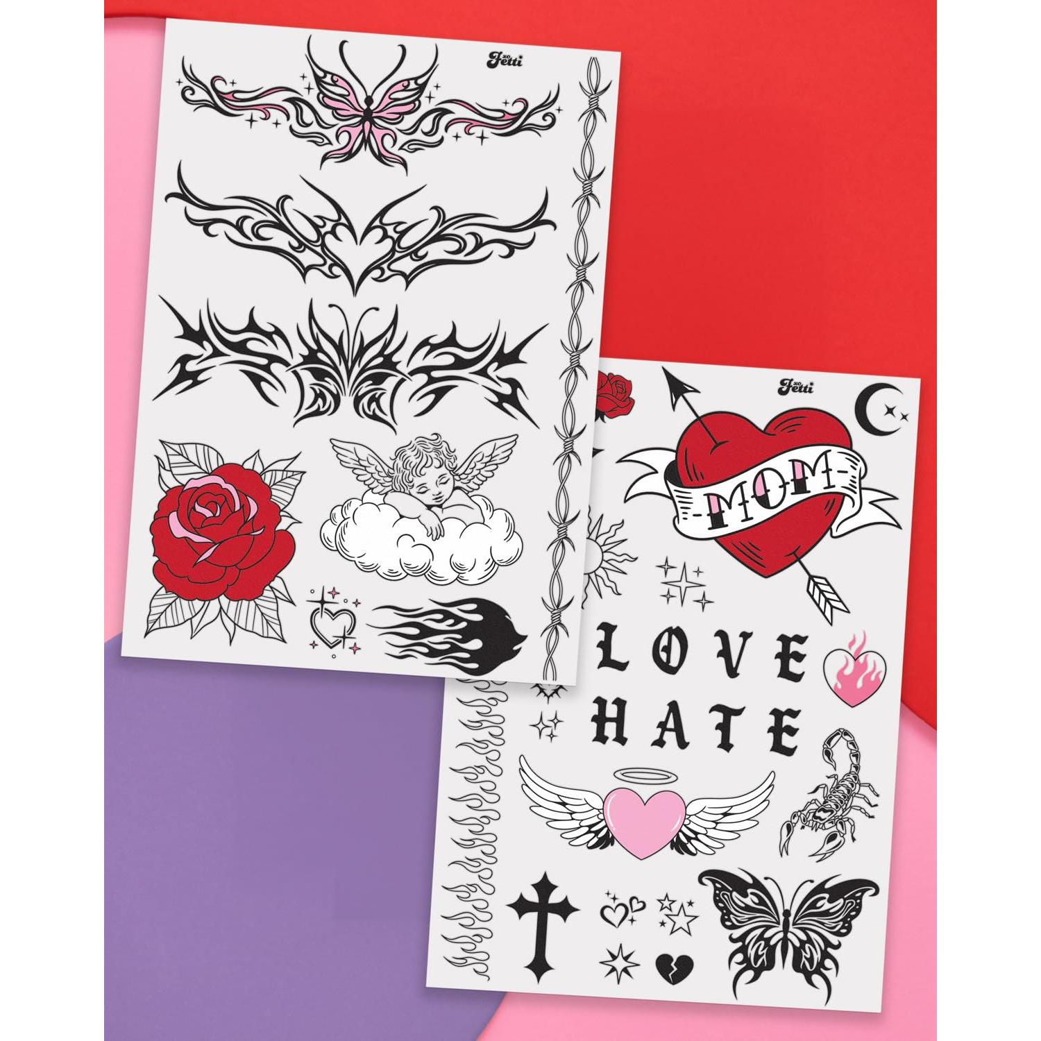 Tatuajes Temporales Realistas xo, Fetti - 28 Diseños Impermeables