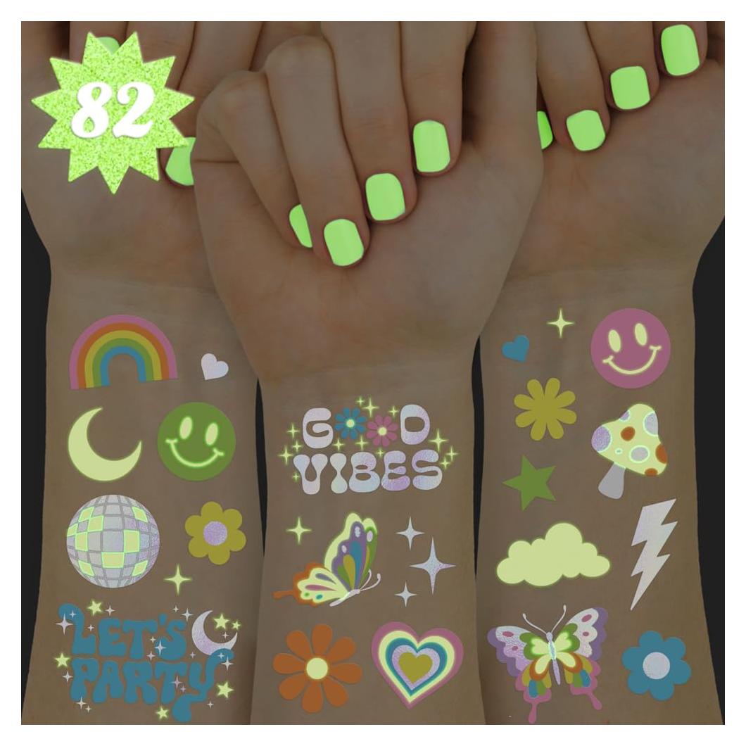 Tatuajes Temporales Brillantes xo, Fetti - 82 pcs Fiesta