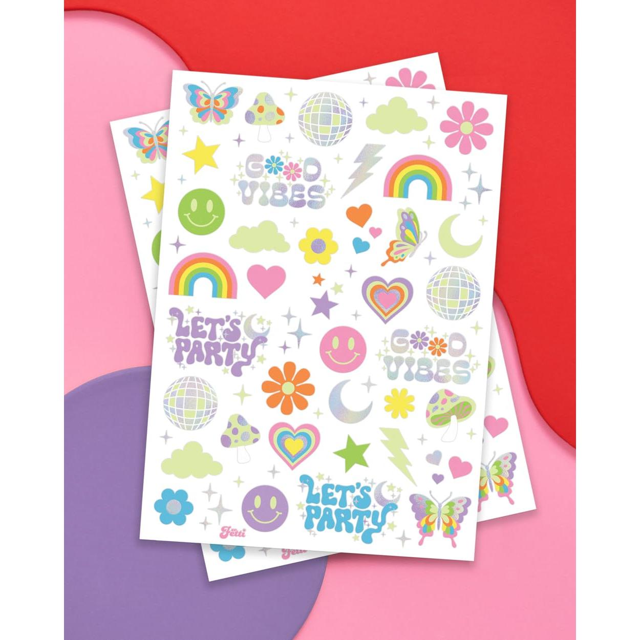 Tatuajes Temporales Brillantes xo, Fetti - 82 pcs Fiesta