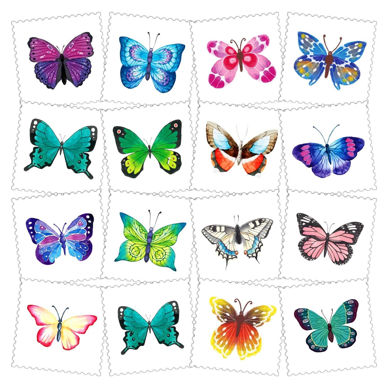 30 Hojas Tatuajes Temporales Niños AWINMAY Sirena Mariposas