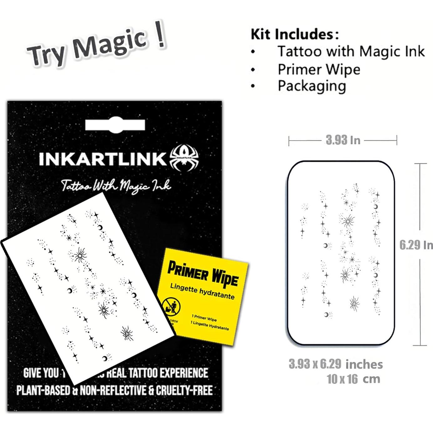 Tatuajes Temporales INKARTLINK Estrellas y Luna Brillante 16x10cm