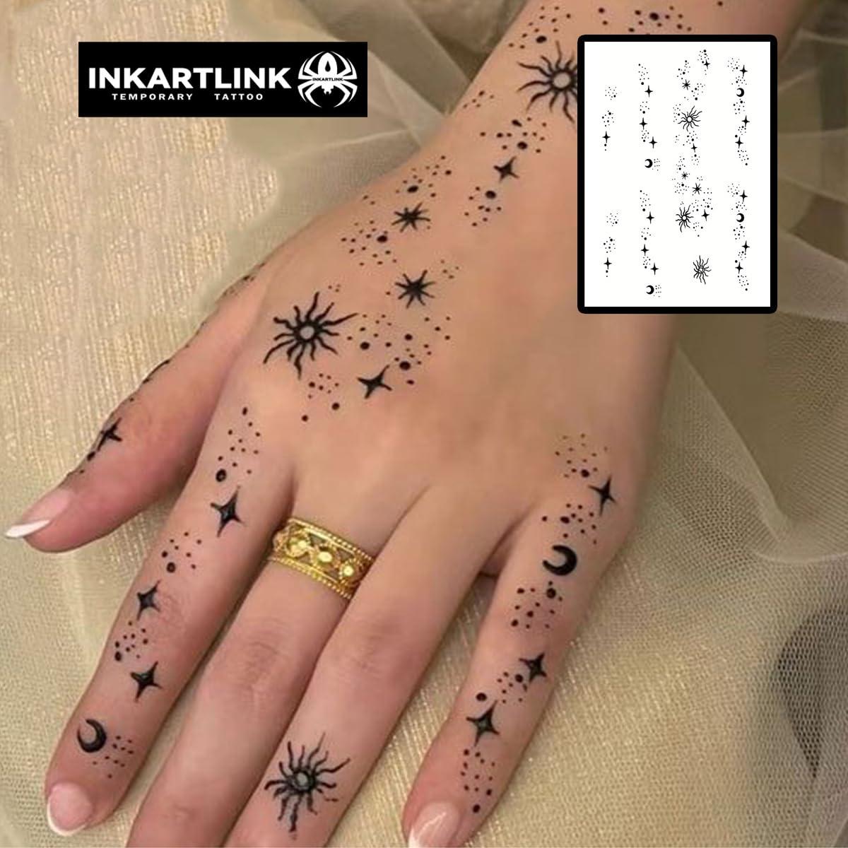 Tatuajes Temporales INKARTLINK Estrellas y Luna Brillante 16x10cm