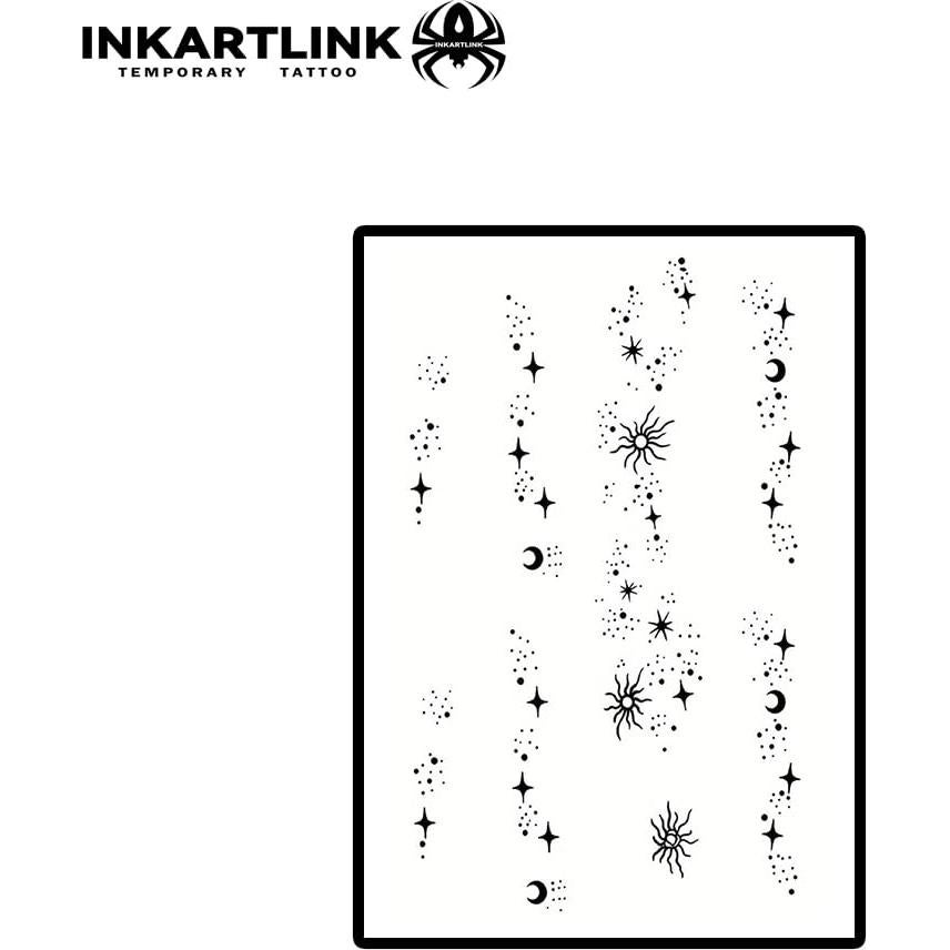 Tatuajes Temporales INKARTLINK Estrellas y Luna Brillante 16x10cm