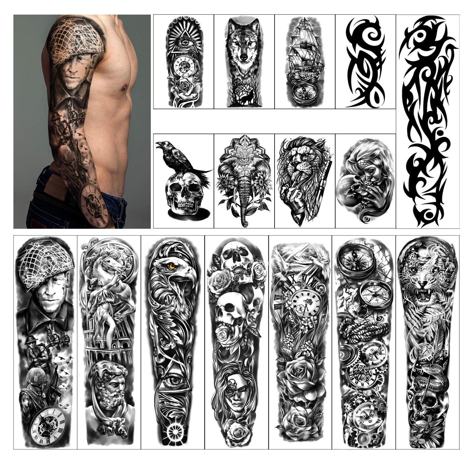 Tatuajes Temporales Extra Grandes Yazhiji 16 Hojas 58x18cm