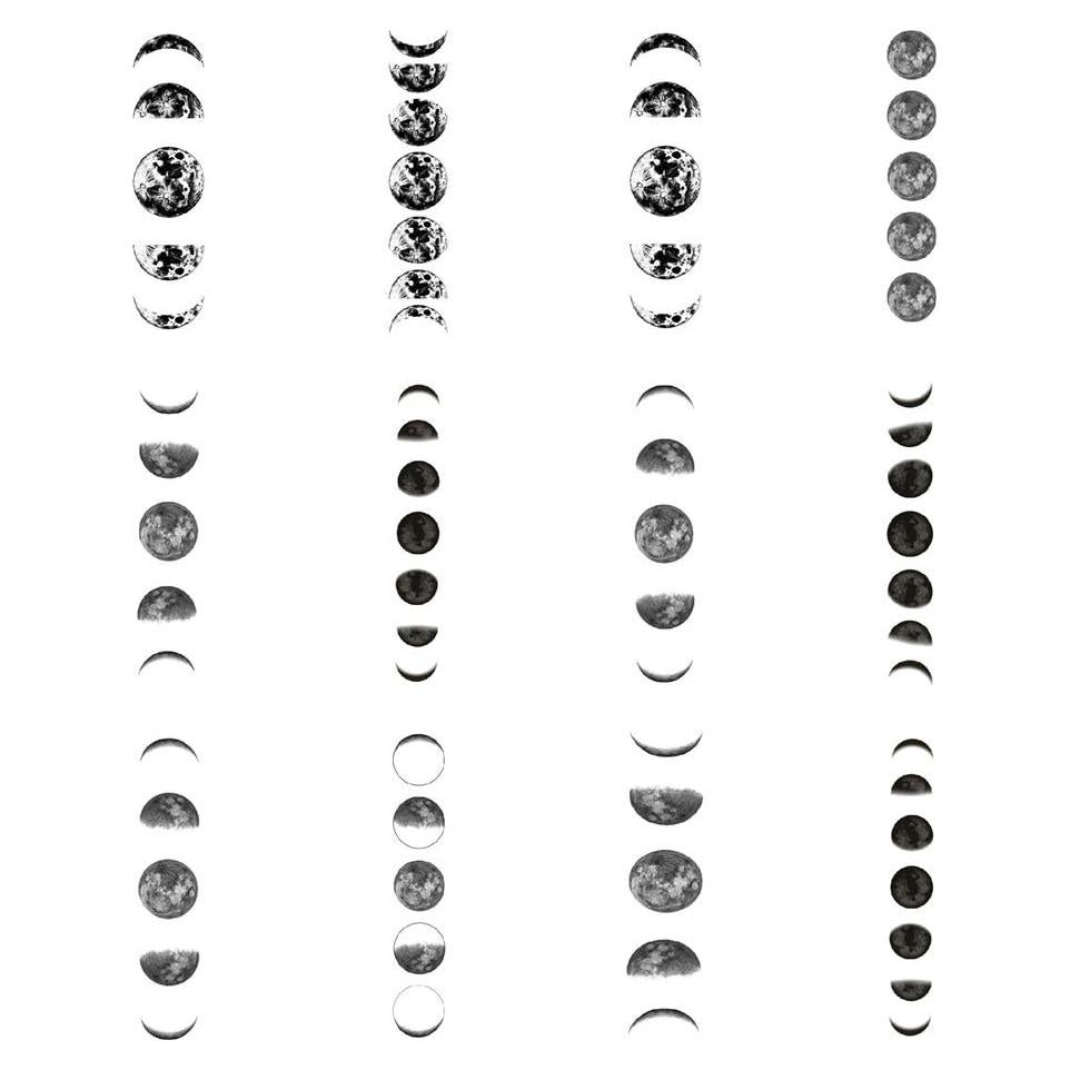 Calcomanía Tatuaje Temporal Geometría Negra 12 Piezas 4x13.8cm