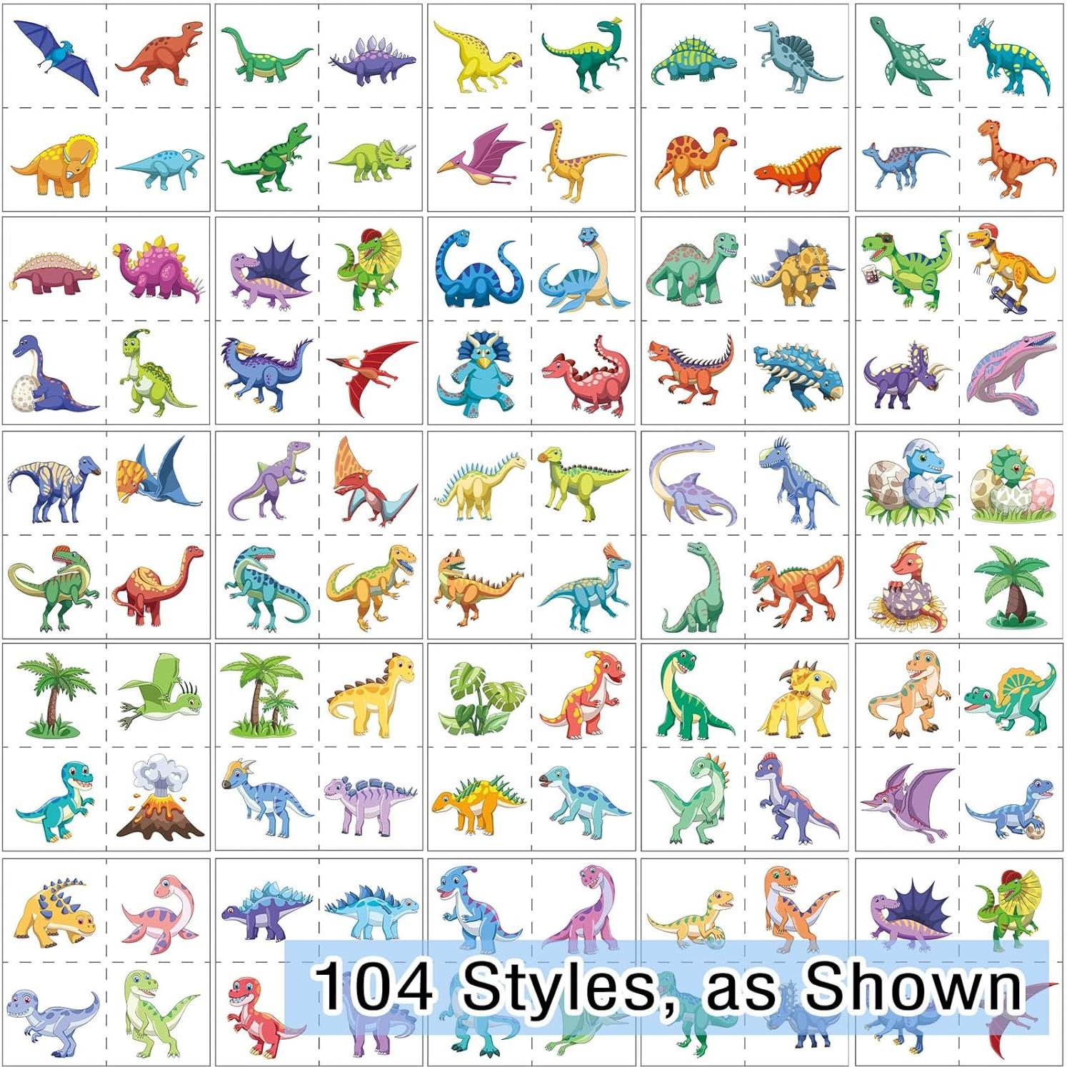 104 Tatuajes Temporales Dinosaurios Kopokita para Niños