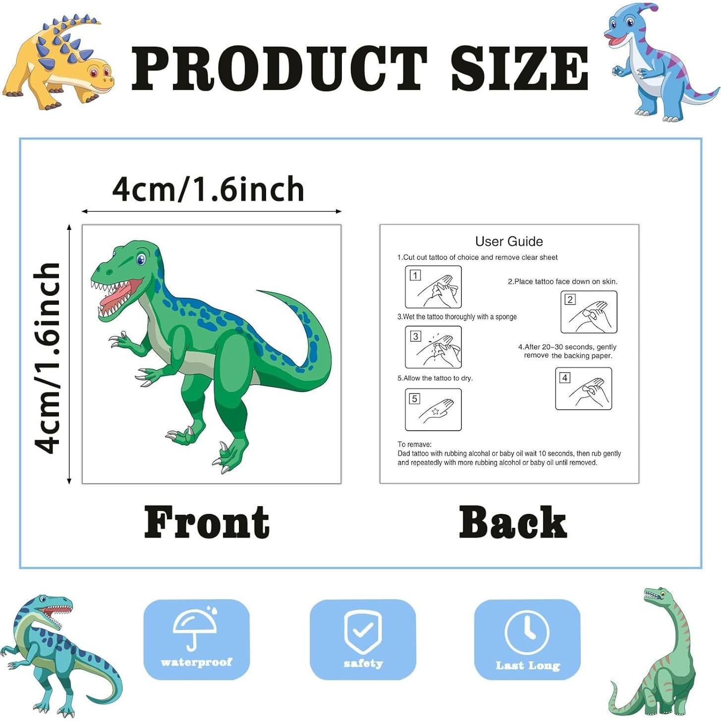 104 Tatuajes Temporales Dinosaurios Kopokita para Niños
