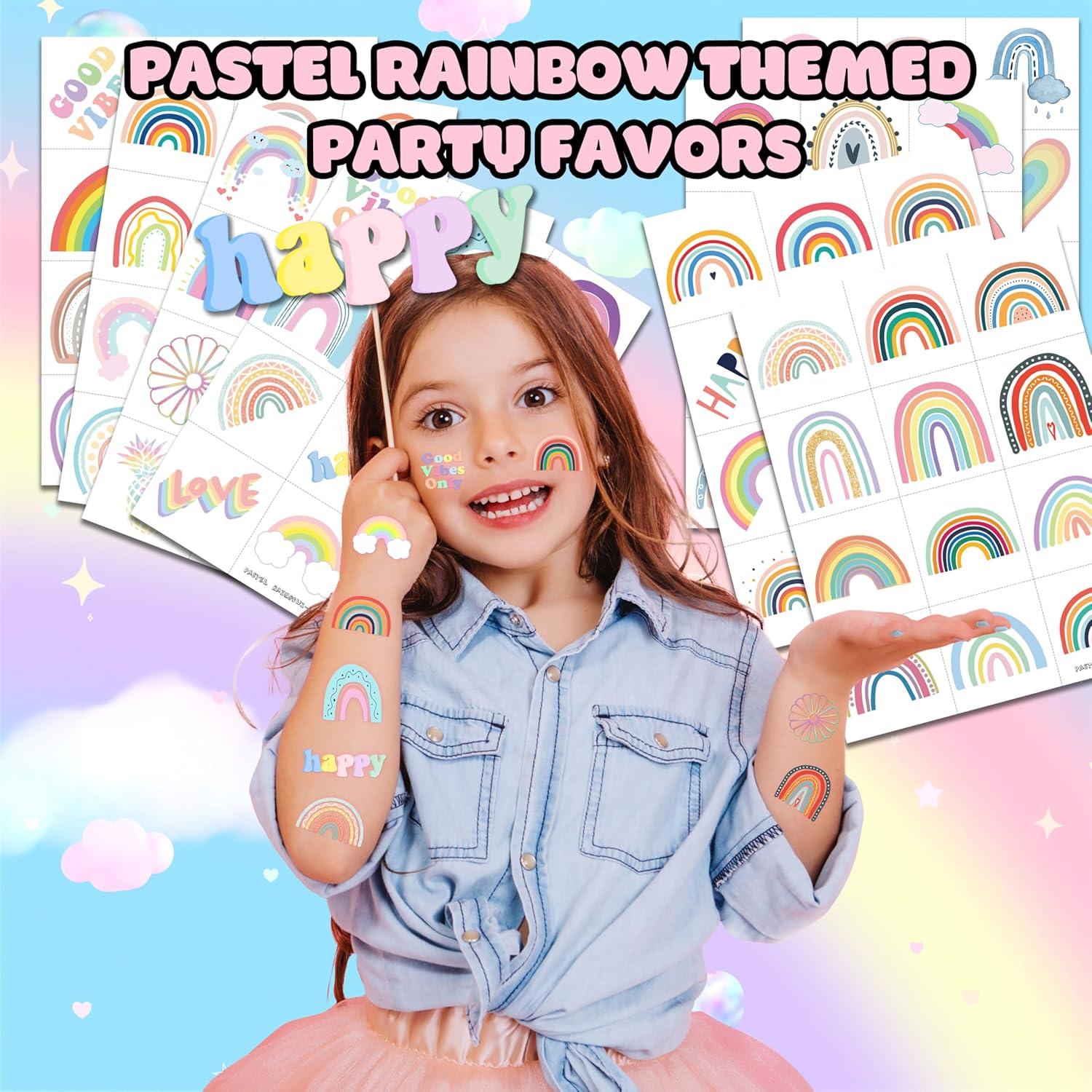 Tatuajes Temporales Arcoíris Pastel 96 Piezas MeoIsDaBest