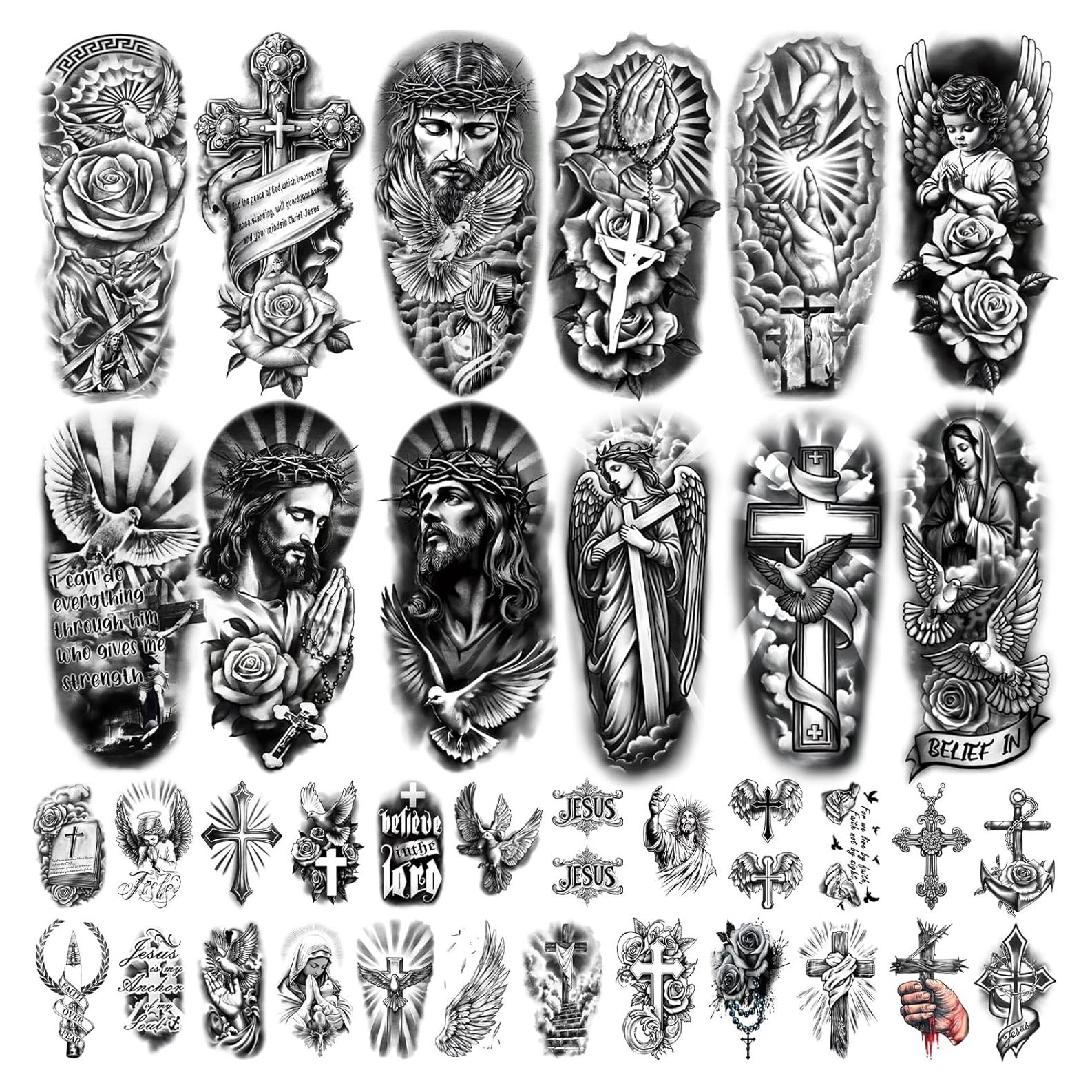 77 Tatuajes Temporales Cristianos Gabizafia - Religiosos Realistas