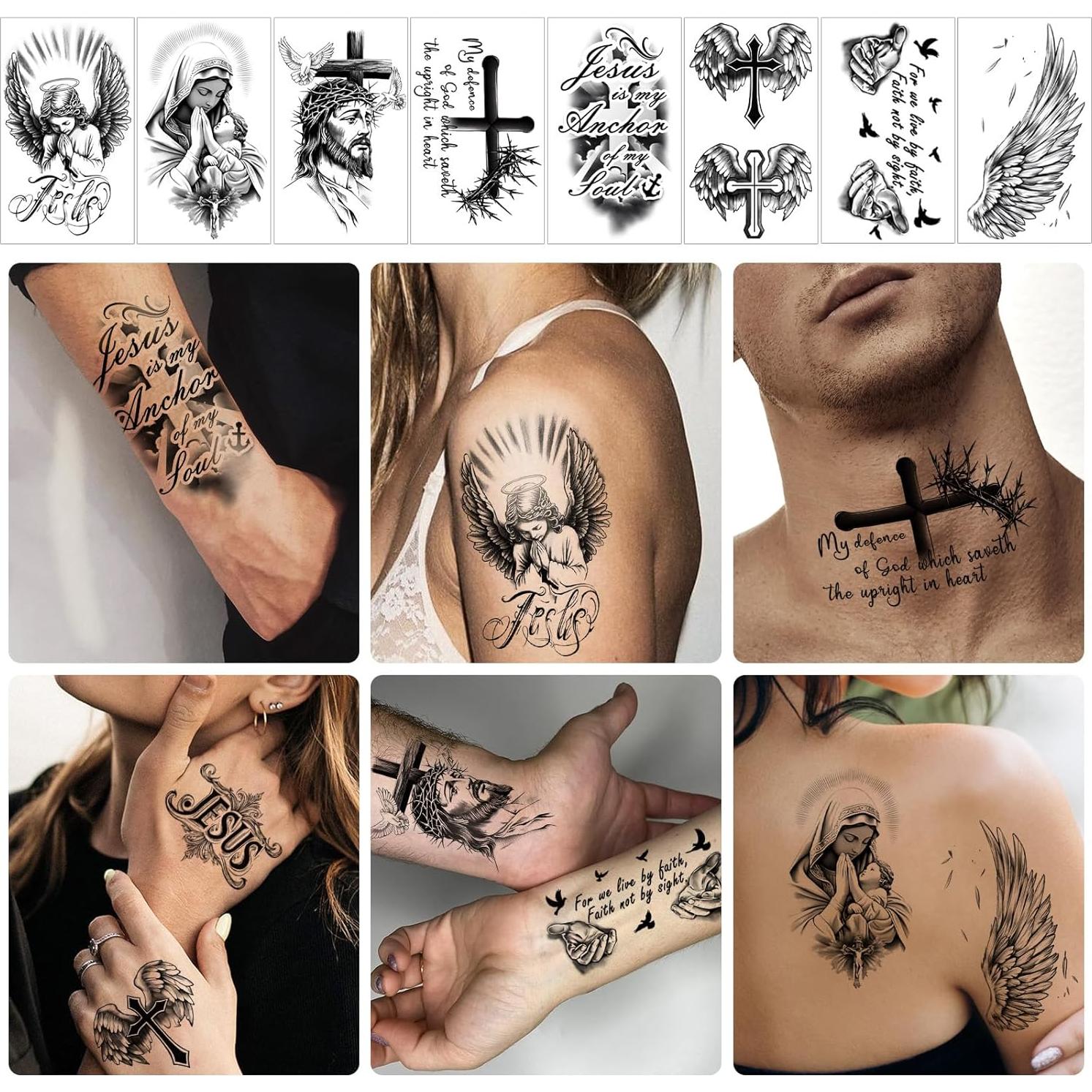 77 Tatuajes Temporales Cristianos Gabizafia - Religiosos Realistas